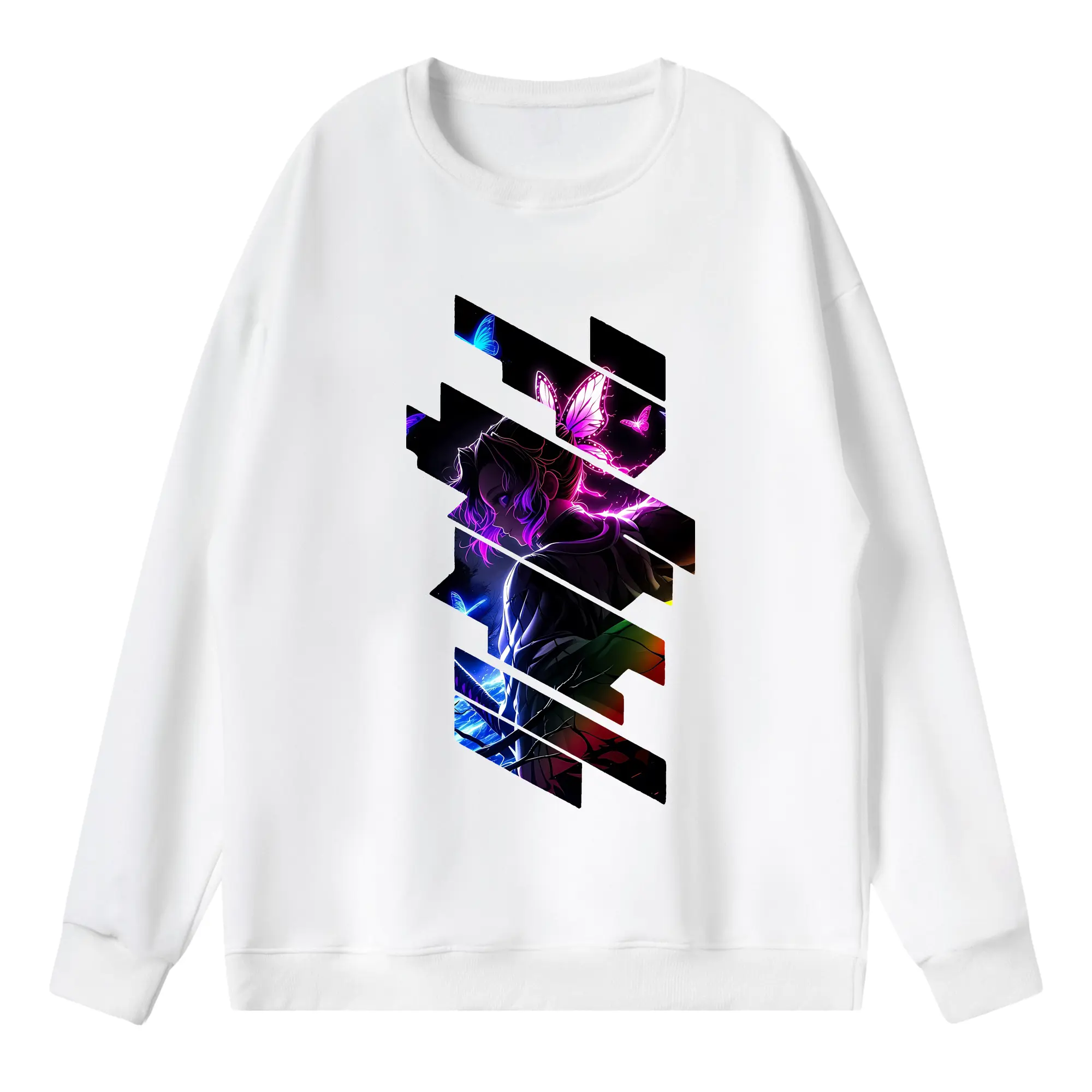 鬼滅の刃 グッズ,胡蝶 しのぶ - 薄手 クルーネック スウェット 裏毛260g · ポリエステル 春秋向け カジュアル 男女兼用 · トレーナー デイリー スポーツ 散歩に最適