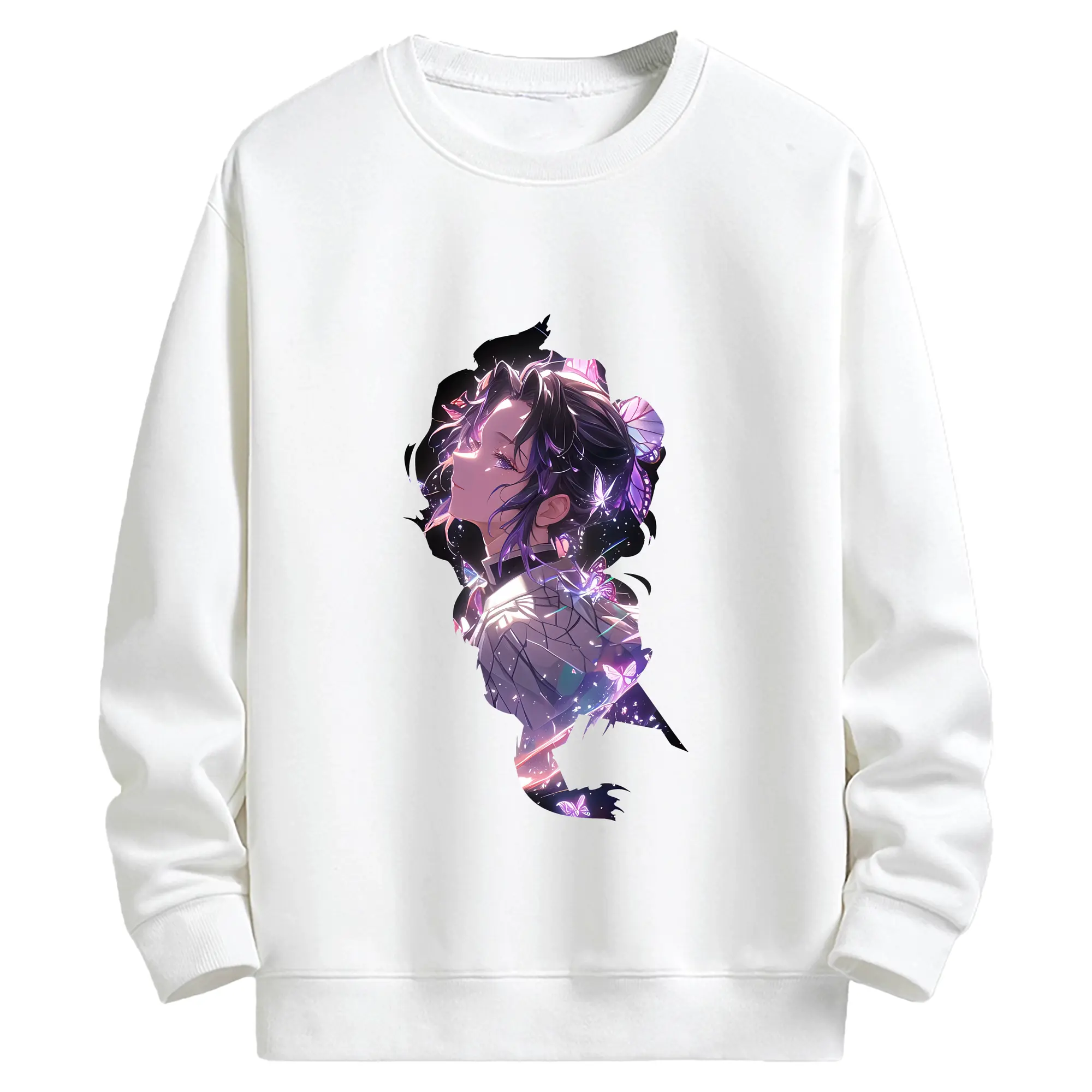 鬼滅の刃 グッズ,胡蝶 しのぶ - キッズ クルーネックスウェットシャツ ・ フロントプリント ・ 綿80％ ポリエステル20％ ・ 快適 通学 スポーツ 日常使い お散歩用