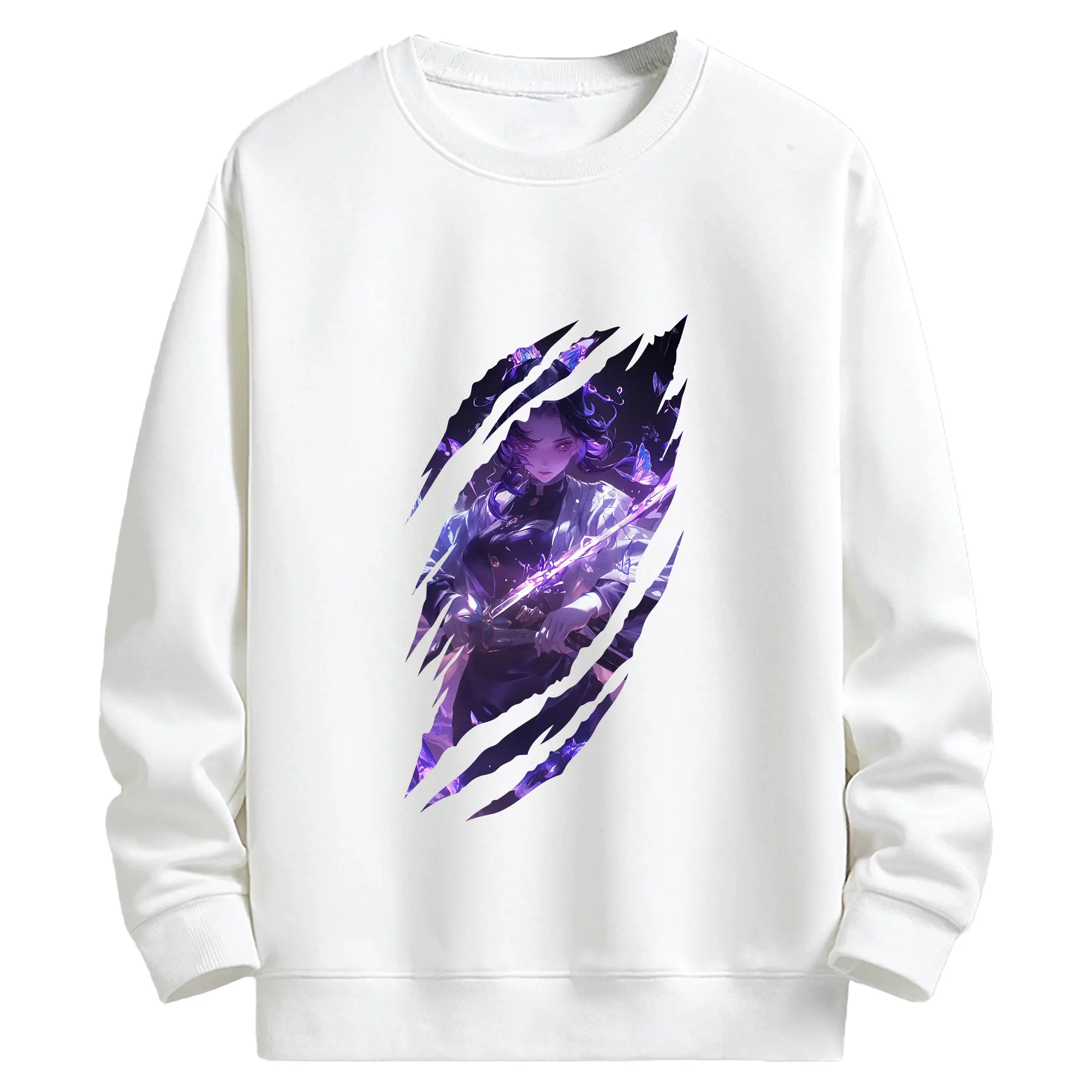 鬼滅の刃 グッズ,胡蝶 しのぶ - キッズ クルーネックスウェットシャツ ・ フロントプリント ・ 綿80％ ポリエステル20％ ・ 快適 通学 スポーツ 日常使い お散歩用