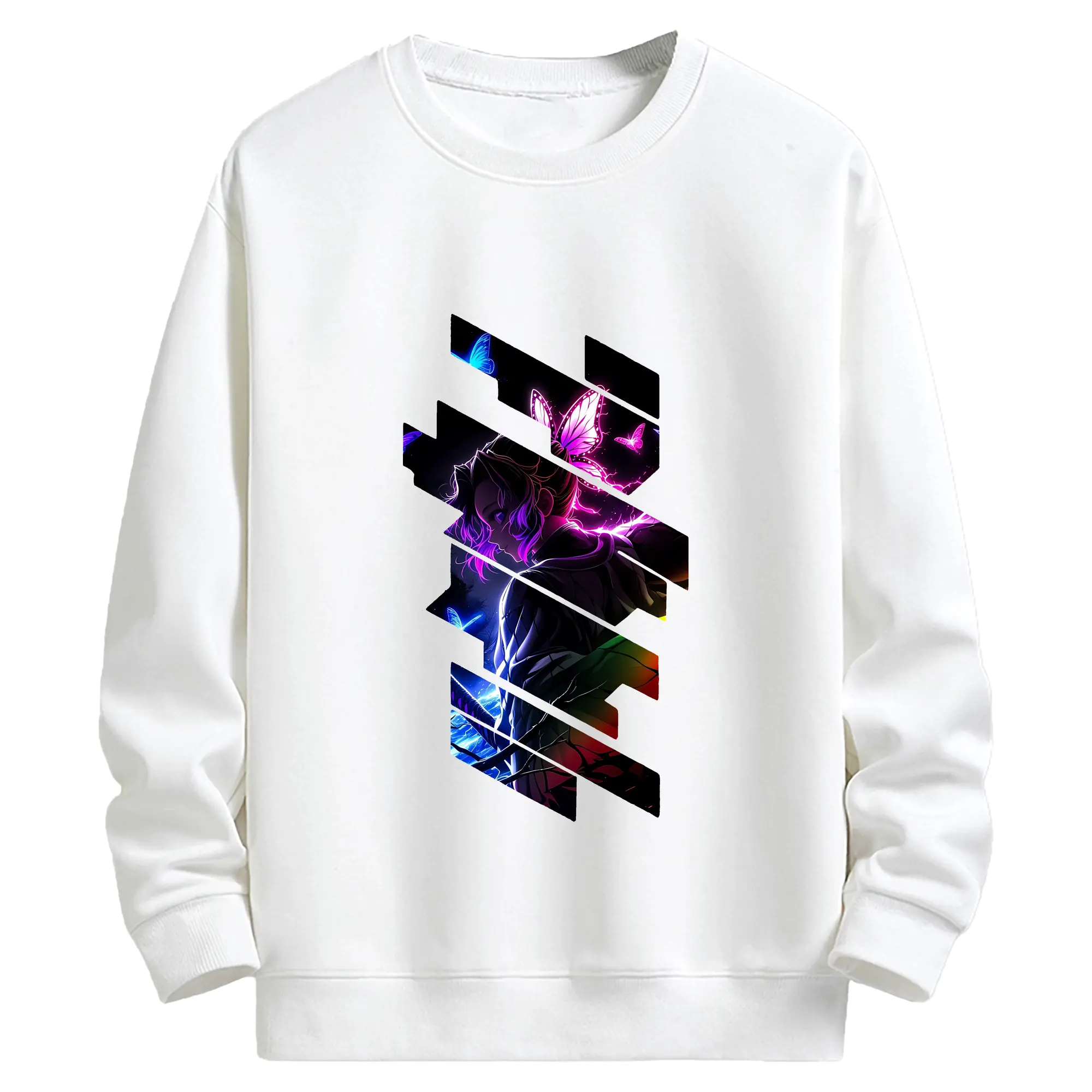 鬼滅の刃 グッズ,胡蝶 しのぶ - キッズ クルーネックスウェットシャツ ・ フロントプリント ・ 綿80％ ポリエステル20％ ・ 快適 通学 スポーツ 日常使い お散歩用