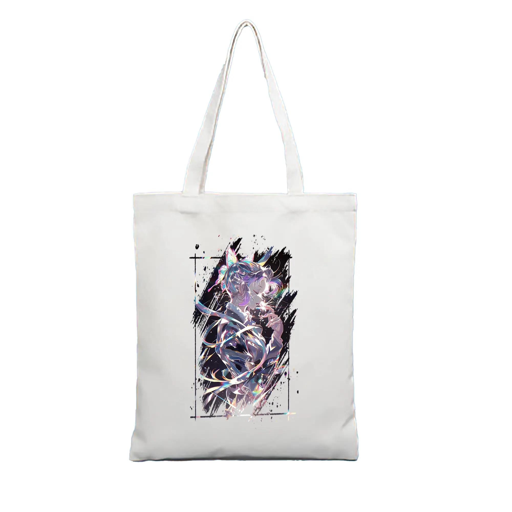 鬼滅の刃 グッズ,胡蝶 しのぶ - 縦型キャンバス手提げバッグ（トートバッグ） ・ キャンバス素材 ・ ショッピング用 ・ 軽量 丈夫 お手入れ簡単