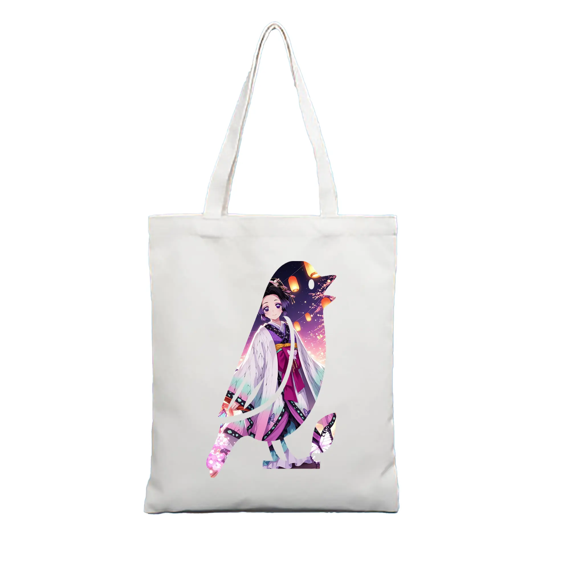 鬼滅の刃 グッズ,胡蝶 しのぶ - 縦型キャンバス手提げバッグ（トートバッグ） ・ キャンバス素材 ・ ショッピング用 ・ 軽量 丈夫 お手入れ簡単