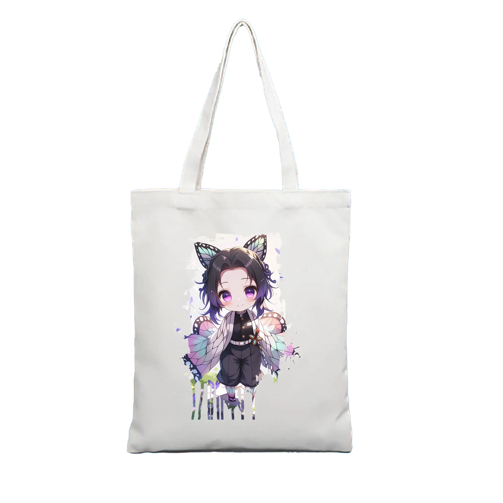 鬼滅の刃 グッズ,胡蝶 しのぶ - 縦型キャンバス手提げバッグ（トートバッグ） ・ キャンバス素材 ・ ショッピング用 ・ 軽量 丈夫 お手入れ簡単