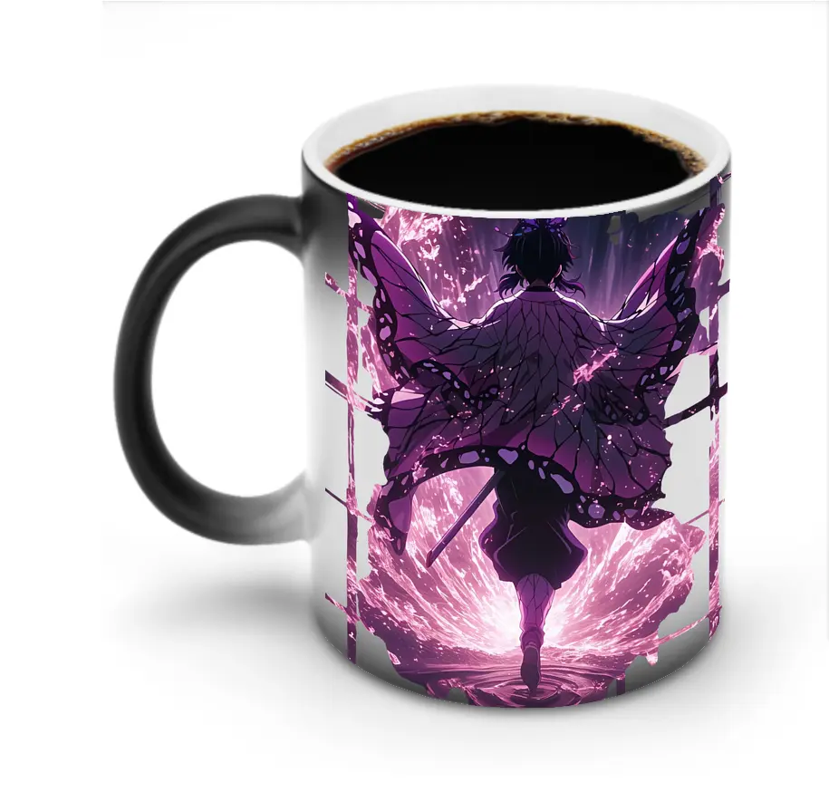 鬼滅の刃 グッズ,胡蝶 しのぶ - 変色マグカップ ・ セラミック ・ 熱転写プリント ・ 耐久性 高品質 ・ ギフト・自宅用 コーヒー お茶