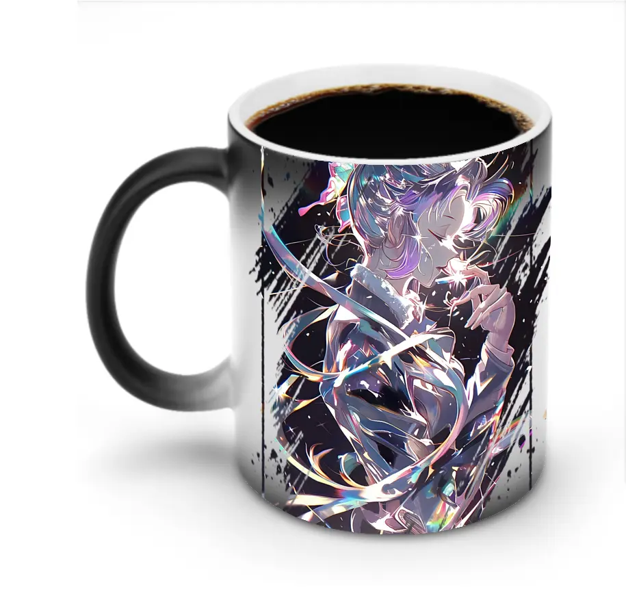 鬼滅の刃 グッズ,胡蝶 しのぶ - 変色マグカップ ・ セラミック ・ 熱転写プリント ・ 耐久性 高品質 ・ ギフト・自宅用 コーヒー お茶