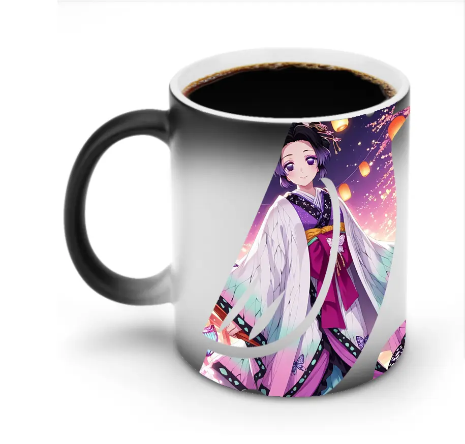 鬼滅の刃 グッズ,胡蝶 しのぶ - 変色マグカップ ・ セラミック ・ 熱転写プリント ・ 耐久性 高品質 ・ ギフト・自宅用 コーヒー お茶
