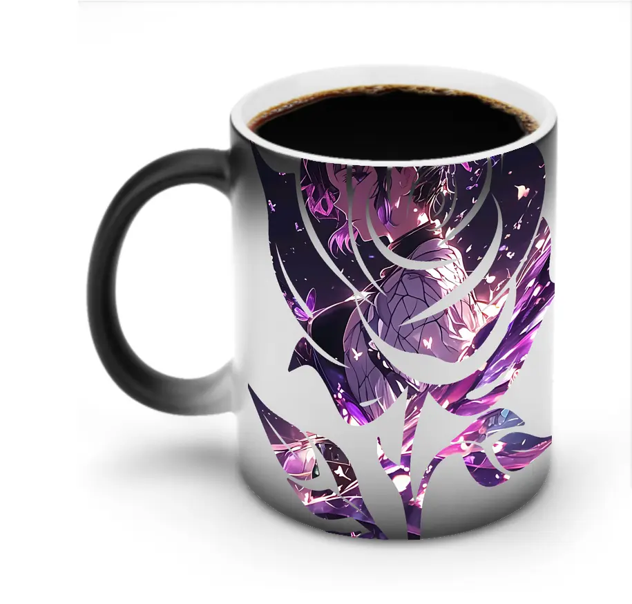 鬼滅の刃 グッズ,胡蝶 しのぶ - 変色マグカップ ・ セラミック ・ 熱転写プリント ・ 耐久性 高品質 ・ ギフト・自宅用 コーヒー お茶