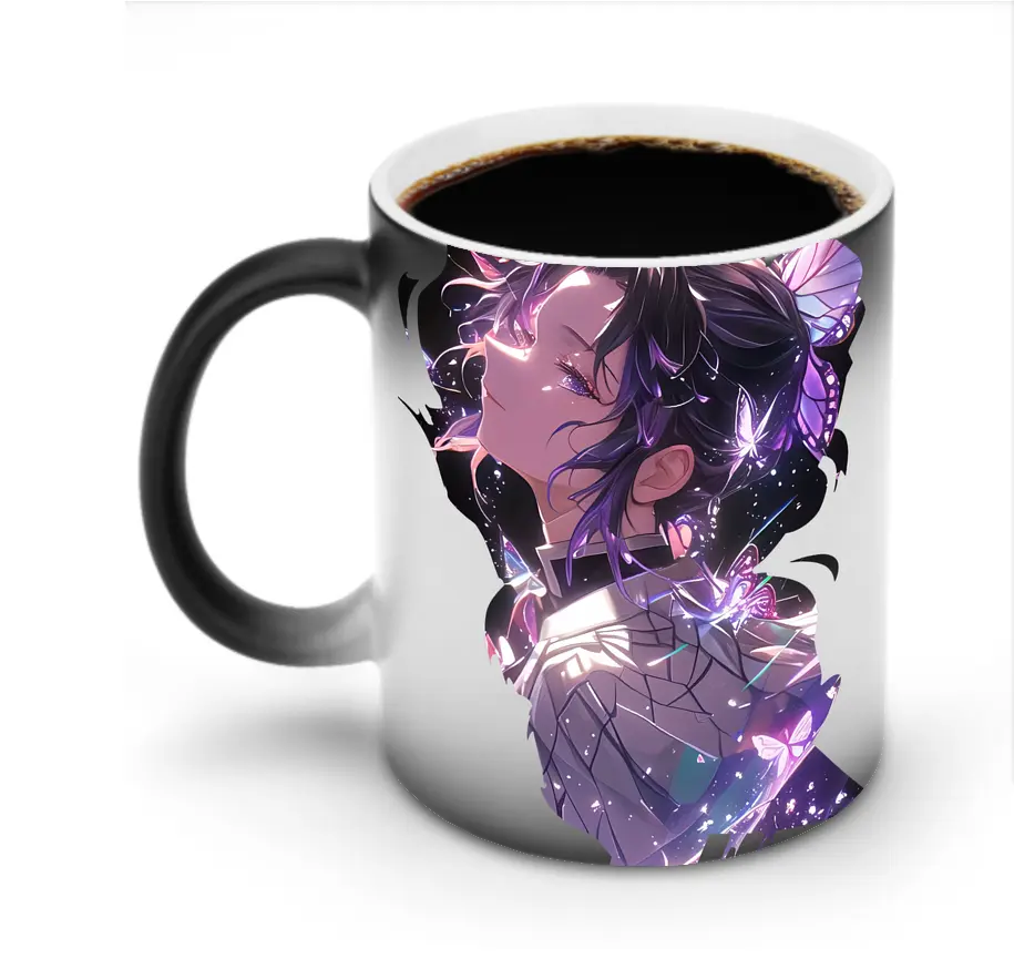 鬼滅の刃 グッズ,胡蝶 しのぶ - 変色マグカップ ・ セラミック ・ 熱転写プリント ・ 耐久性 高品質 ・ ギフト・自宅用 コーヒー お茶