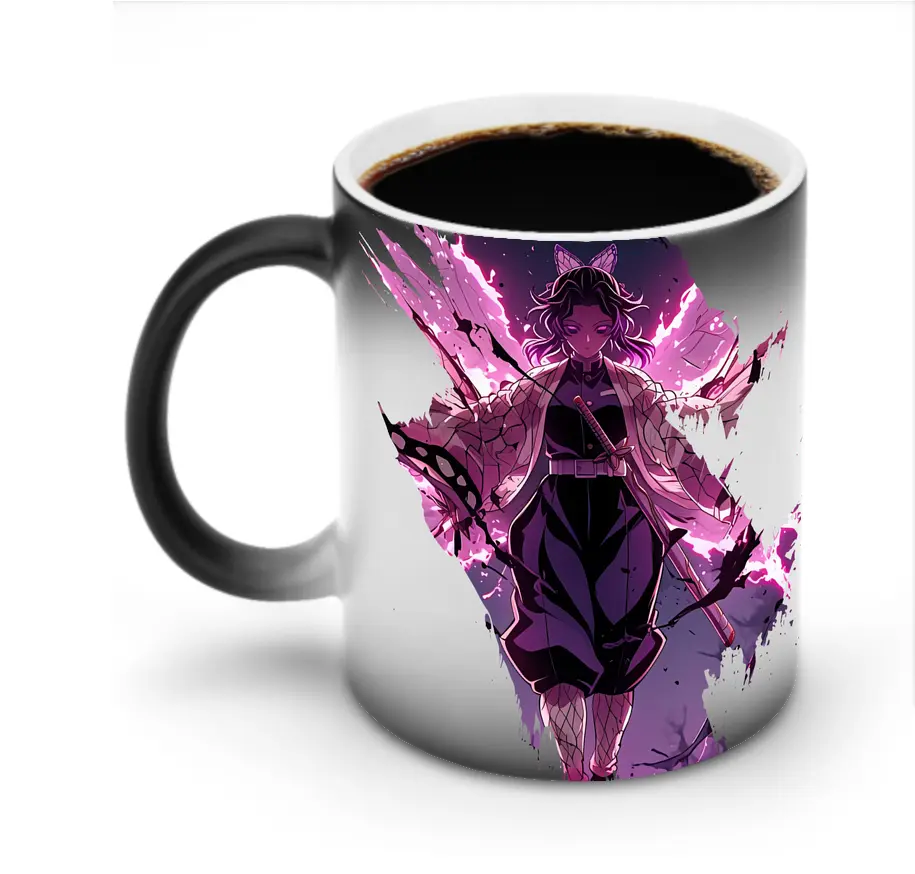 鬼滅の刃 グッズ,胡蝶 しのぶ - 変色マグカップ ・ セラミック ・ 熱転写プリント ・ 耐久性 高品質 ・ ギフト・自宅用 コーヒー お茶
