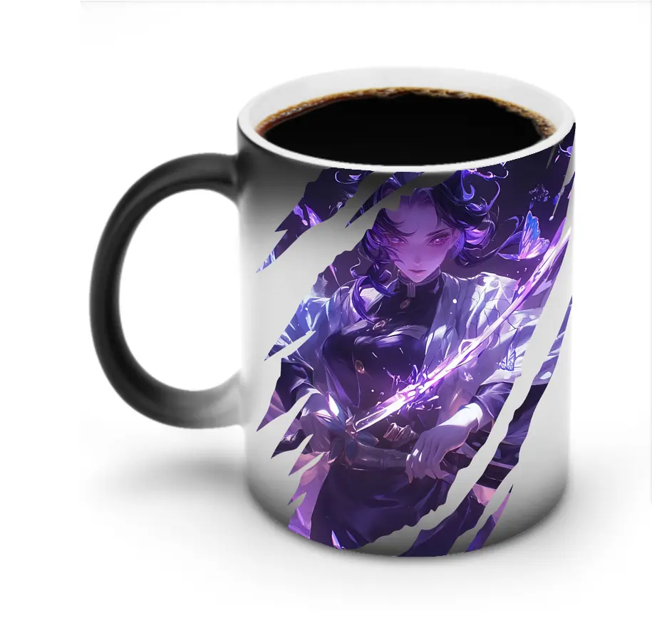 鬼滅の刃 グッズ,胡蝶 しのぶ - 変色マグカップ ・ セラミック ・ 熱転写プリント ・ 耐久性 高品質 ・ ギフト・自宅用 コーヒー お茶