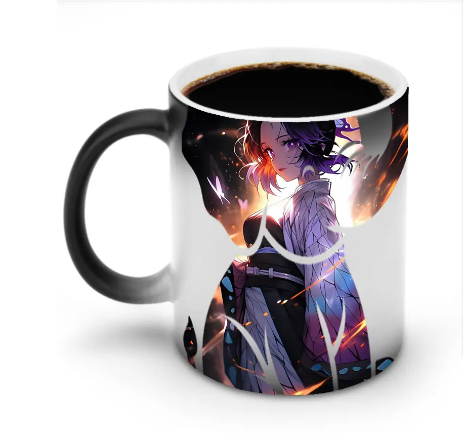 鬼滅の刃 グッズ,胡蝶 しのぶ - 変色マグカップ ・ セラミック ・ 熱転写プリント ・ 耐久性 高品質 ・ ギフト・自宅用 コーヒー お茶