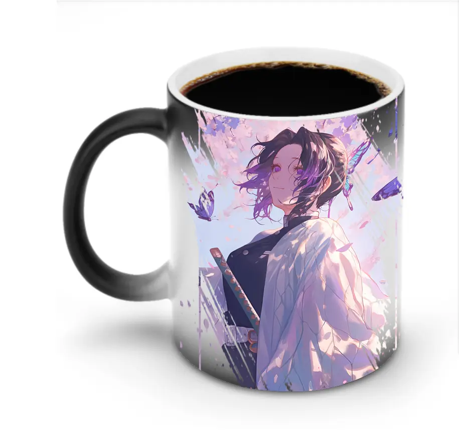 鬼滅の刃 グッズ,胡蝶 しのぶ - 変色マグカップ ・ セラミック ・ 熱転写プリント ・ 耐久性 高品質 ・ ギフト・自宅用 コーヒー お茶