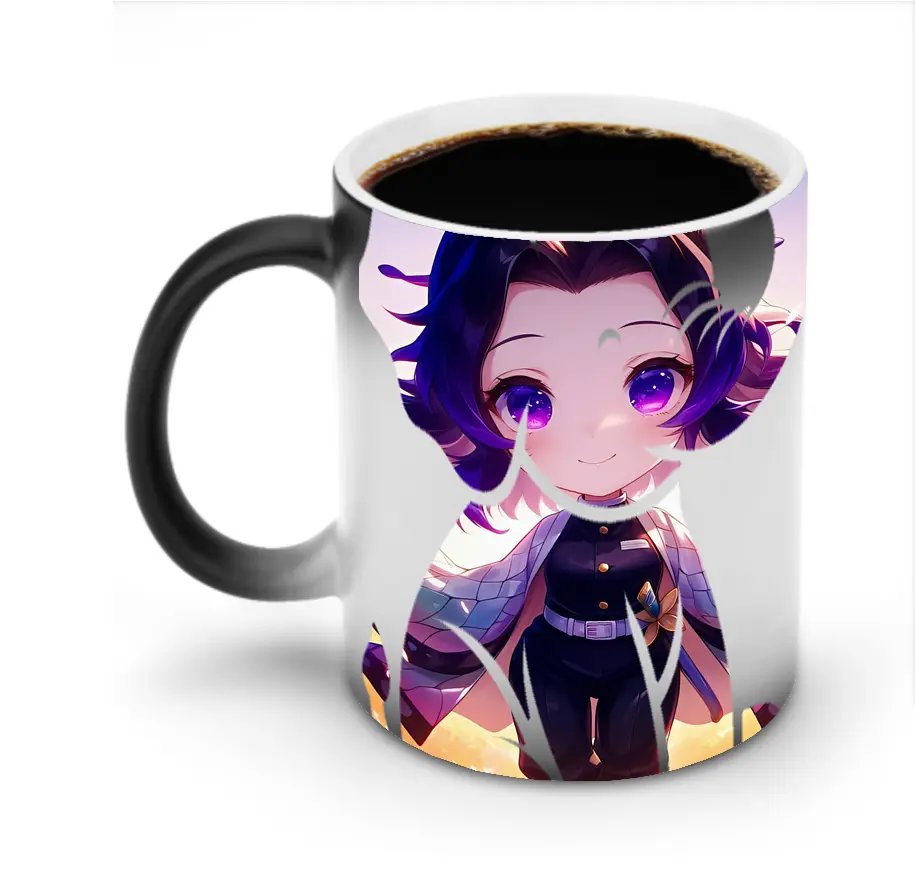 鬼滅の刃 グッズ,胡蝶 しのぶ - 変色マグカップ ・ セラミック ・ 熱転写プリント ・ 耐久性 高品質 ・ ギフト・自宅用 コーヒー お茶