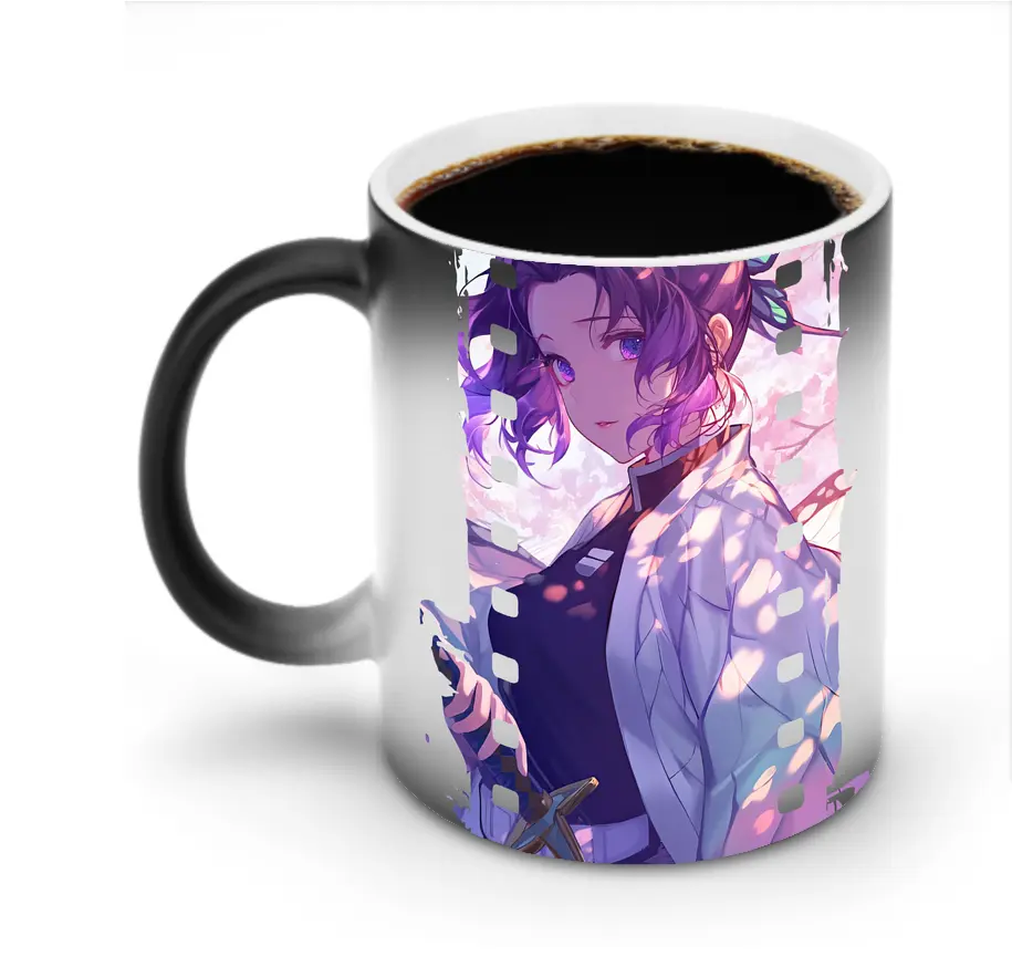 鬼滅の刃 グッズ,胡蝶 しのぶ - 変色マグカップ ・ セラミック ・ 熱転写プリント ・ 耐久性 高品質 ・ ギフト・自宅用 コーヒー お茶