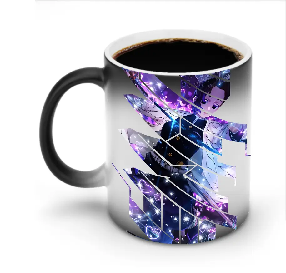 鬼滅の刃 グッズ,胡蝶 しのぶ - 変色マグカップ ・ セラミック ・ 熱転写プリント ・ 耐久性 高品質 ・ ギフト・自宅用 コーヒー お茶