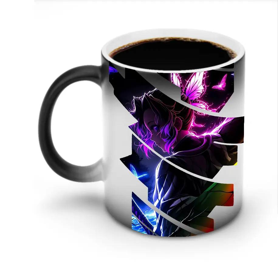 鬼滅の刃 グッズ,胡蝶 しのぶ - 変色マグカップ ・ セラミック ・ 熱転写プリント ・ 耐久性 高品質 ・ ギフト・自宅用 コーヒー お茶