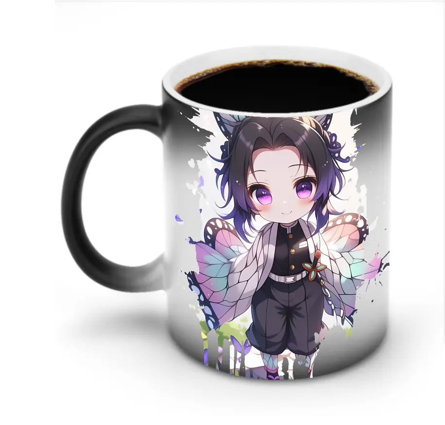 鬼滅の刃 グッズ,胡蝶 しのぶ - 変色マグカップ ・ セラミック ・ 熱転写プリント ・ 耐久性 高品質 ・ ギフト・自宅用 コーヒー お茶