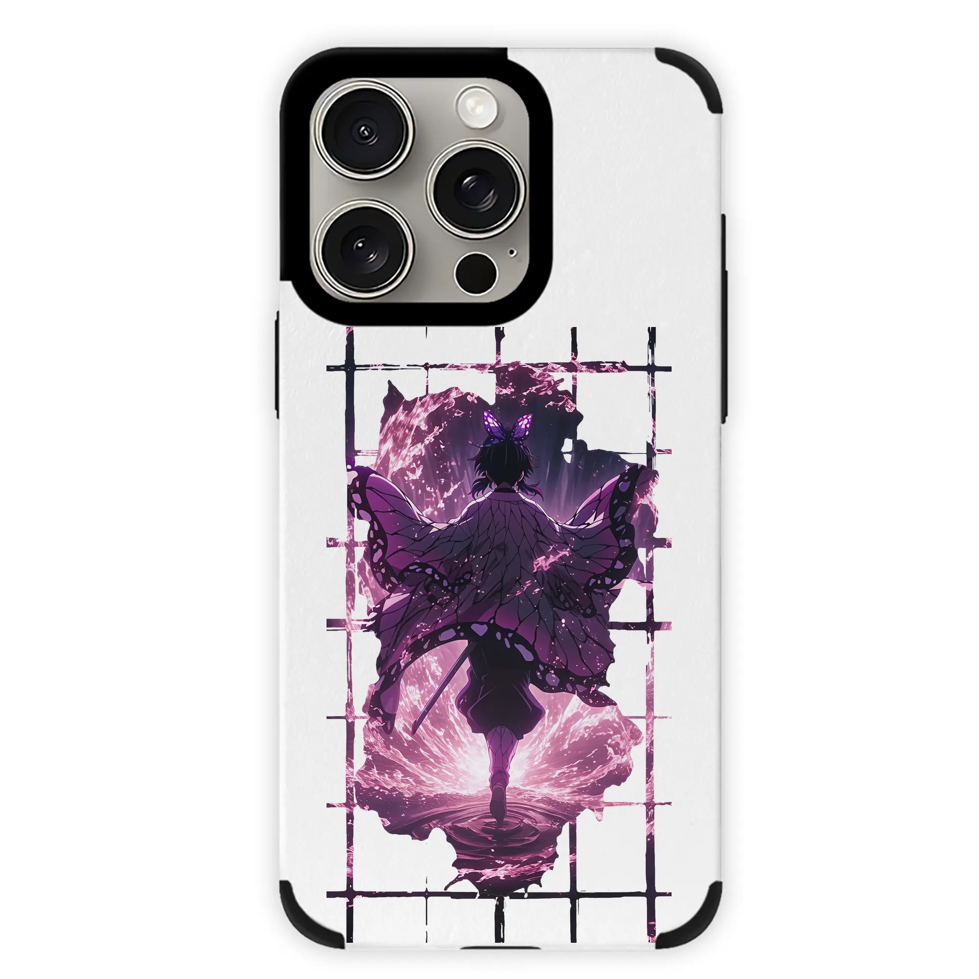 鬼滅の刃 グッズ,胡蝶 しのぶ - IPhone15ProMax対応 ・ PUレザースマホケース ・ 耐衝撃 ・ 黄変防止 ・ 360度全面保護 ・ 柔らか手触り ・ 3D立体ボタン