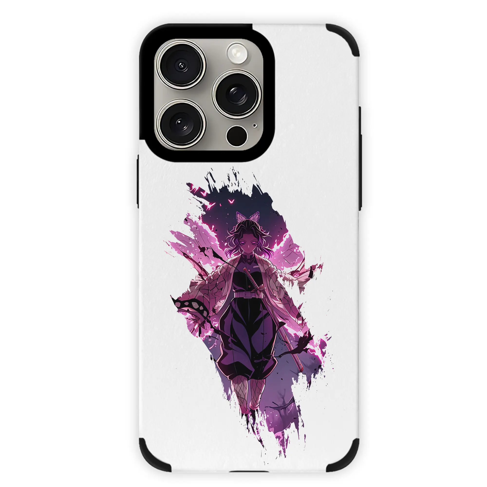 鬼滅の刃 グッズ,胡蝶 しのぶ - IPhone15ProMax対応 ・ PUレザースマホケース ・ 耐衝撃 ・ 黄変防止 ・ 360度全面保護 ・ 柔らか手触り ・ 3D立体ボタン