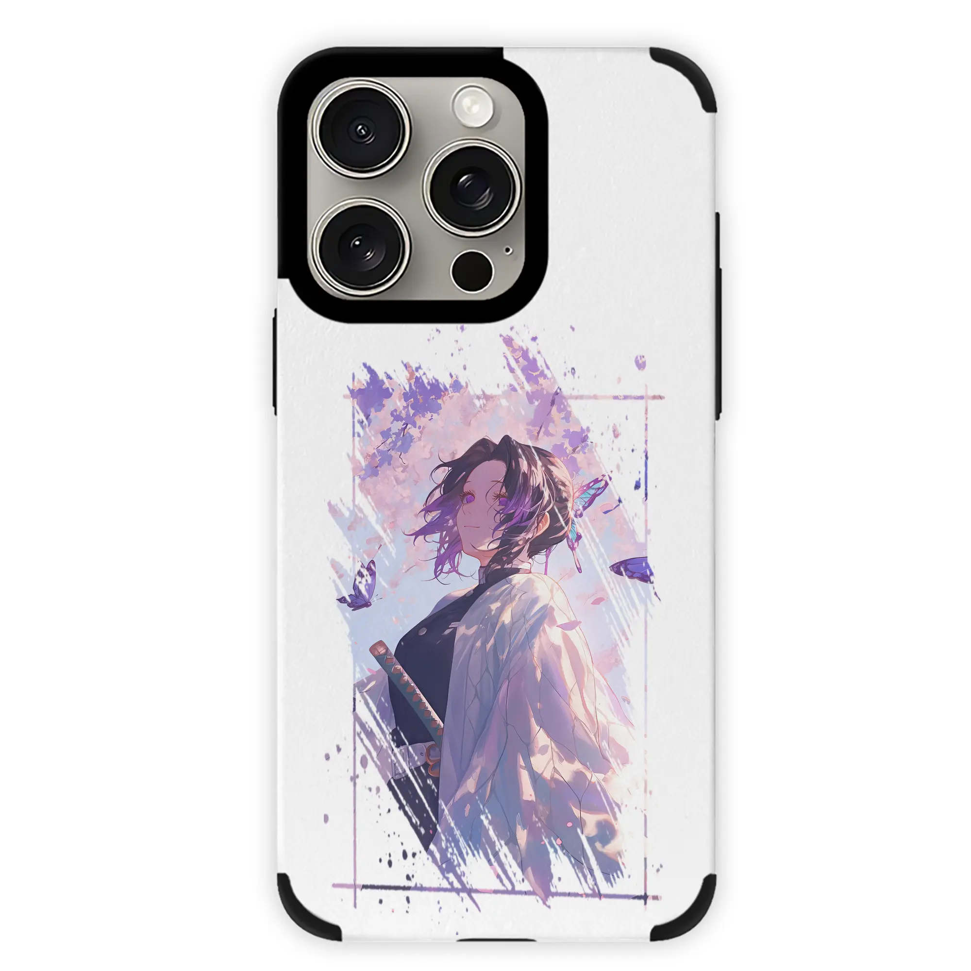 鬼滅の刃 グッズ,胡蝶 しのぶ - IPhone15ProMax対応 ・ PUレザースマホケース ・ 耐衝撃 ・ 黄変防止 ・ 360度全面保護 ・ 柔らか手触り ・ 3D立体ボタン