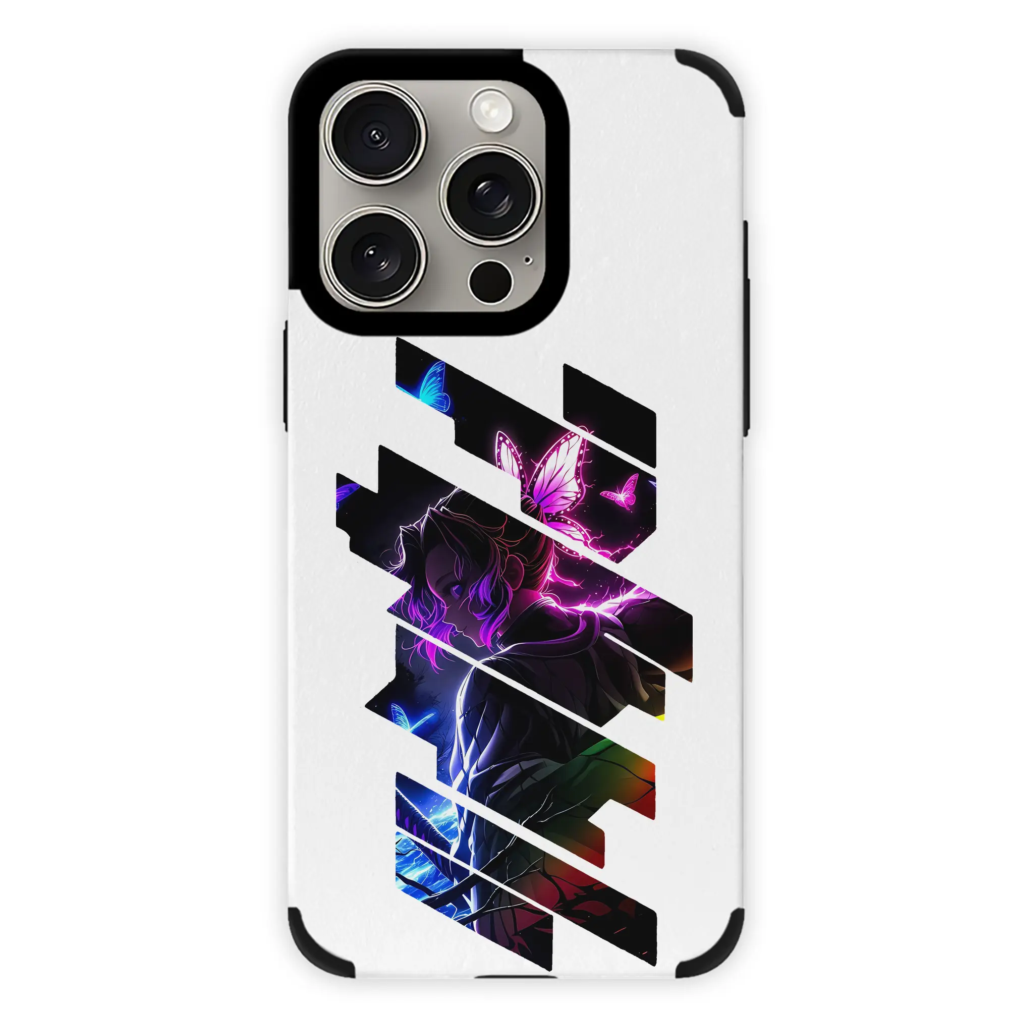 鬼滅の刃 グッズ,胡蝶 しのぶ - IPhone15ProMax対応 ・ PUレザースマホケース ・ 耐衝撃 ・ 黄変防止 ・ 360度全面保護 ・ 柔らか手触り ・ 3D立体ボタン