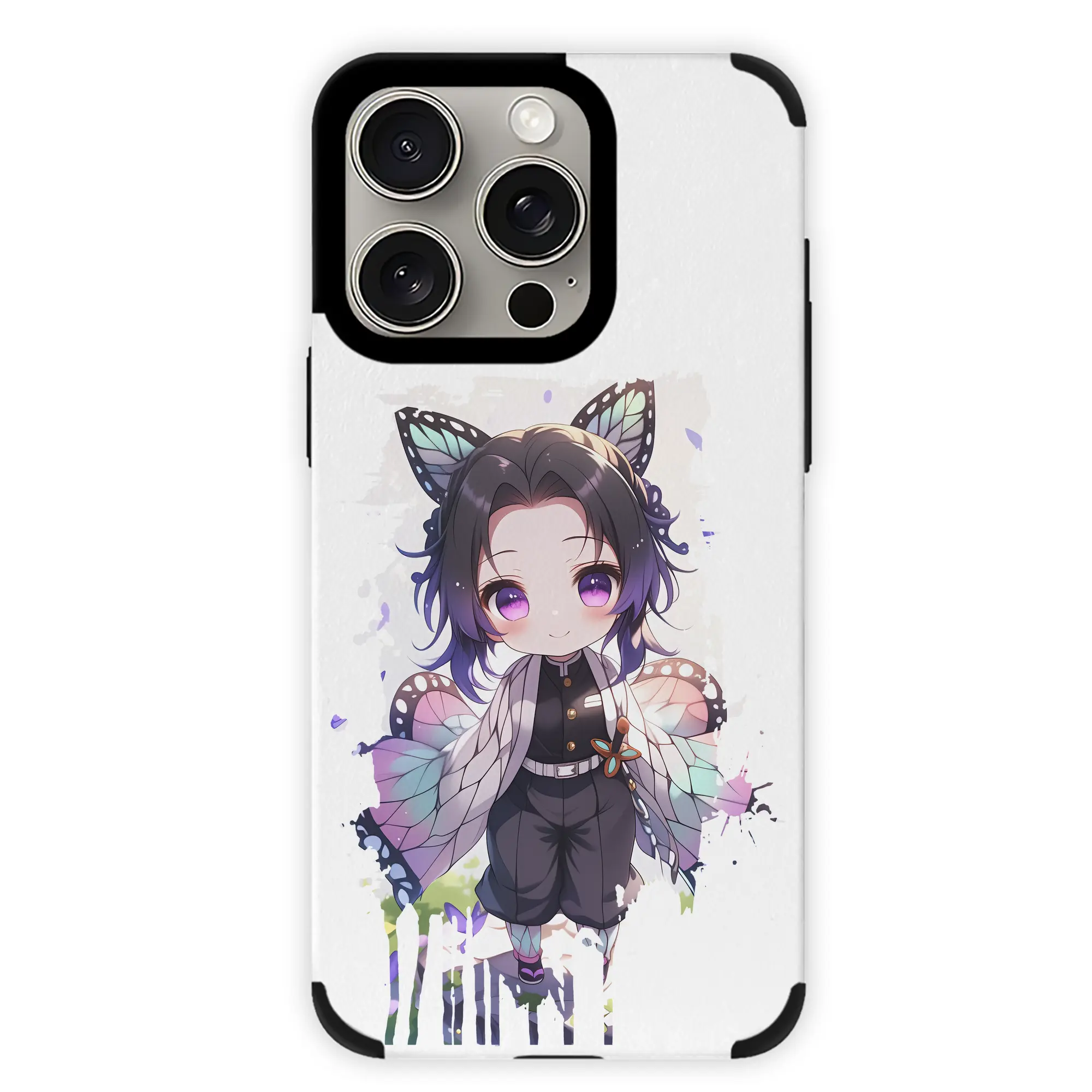 鬼滅の刃 グッズ,胡蝶 しのぶ - IPhone15ProMax対応 ・ PUレザースマホケース ・ 耐衝撃 ・ 黄変防止 ・ 360度全面保護 ・ 柔らか手触り ・ 3D立体ボタン