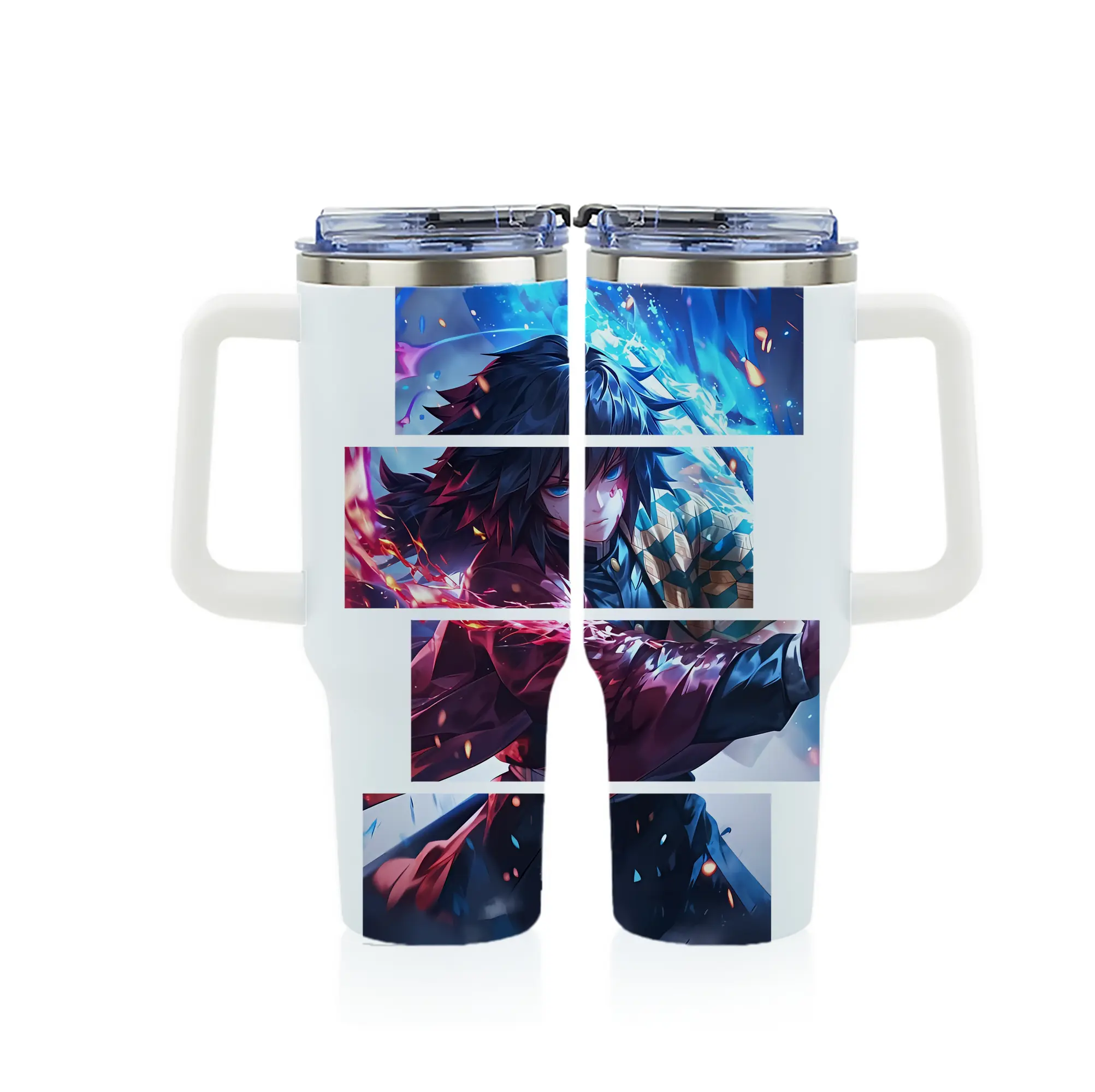 鬼滅の刃 グッズ,冨岡 義勇 - 1200mL フルプリント車用タンブラー ・ 304ステンレス 内側 ・ 201ステンレス 外側 ・ 保温 保冷 ・ 通勤 ドライブ アウトドア用