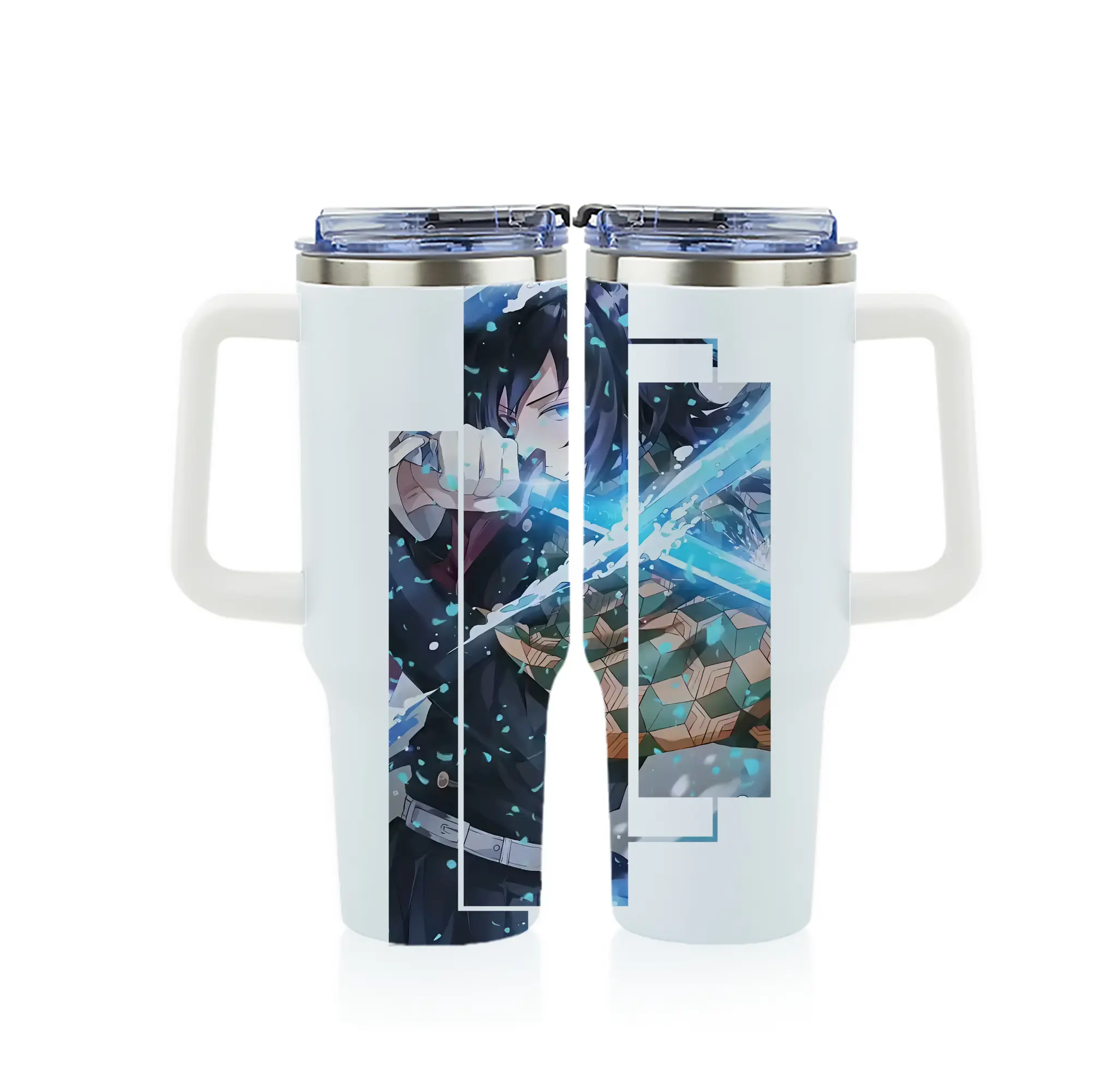 鬼滅の刃 グッズ,冨岡 義勇 - 1200mL フルプリント車用タンブラー ・ 304ステンレス 内側 ・ 201ステンレス 外側 ・ 保温 保冷 ・ 通勤 ドライブ アウトドア用