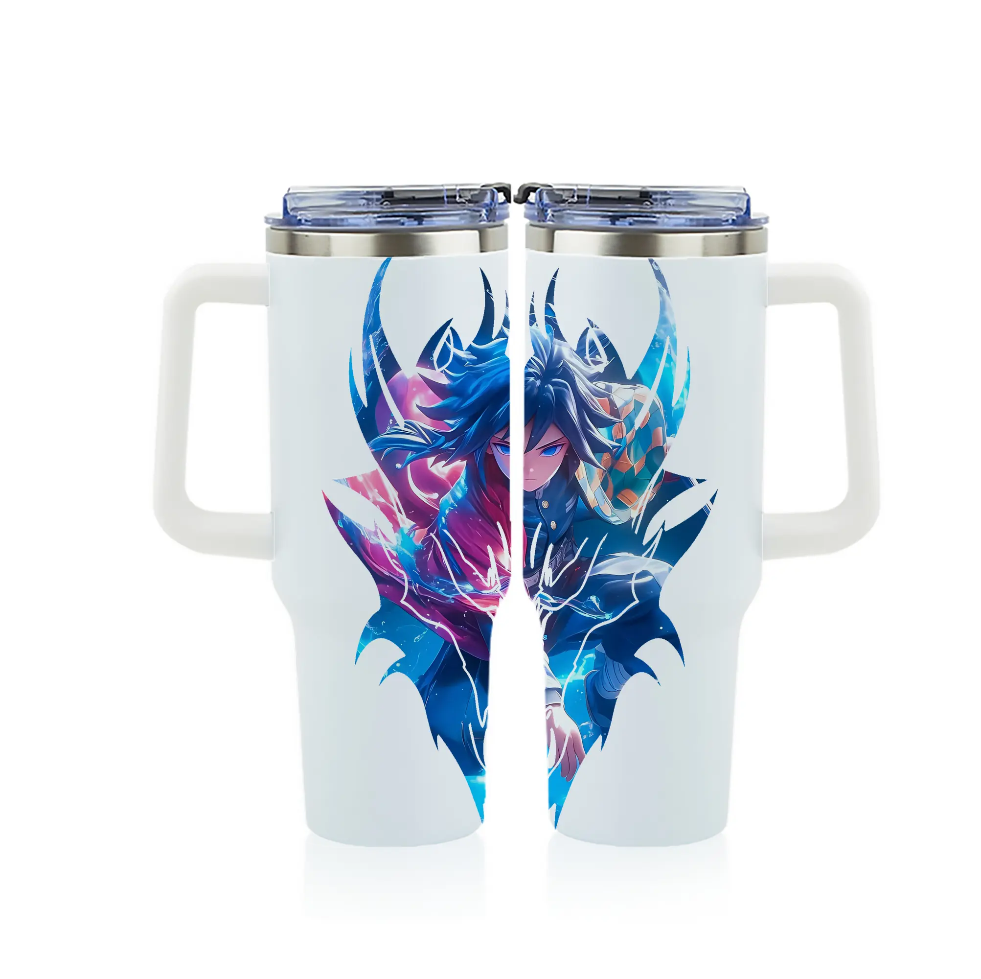 鬼滅の刃 グッズ,冨岡 義勇 - 1200mL フルプリント車用タンブラー ・ 304ステンレス 内側 ・ 201ステンレス 外側 ・ 保温 保冷 ・ 通勤 ドライブ アウトドア用