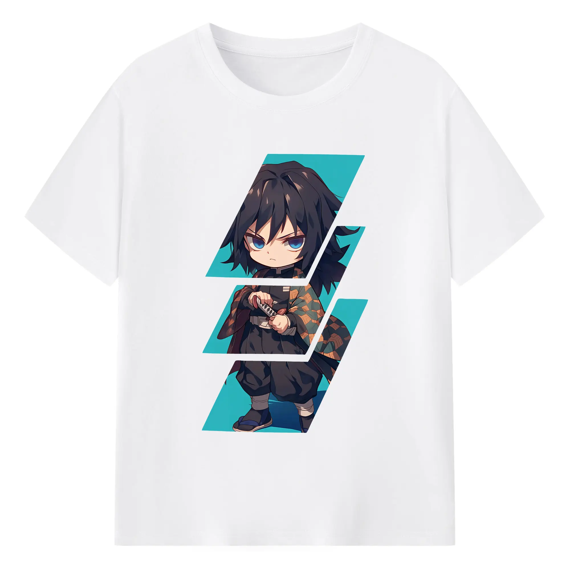 鬼滅の刃 グッズ,冨岡 義勇 - 綿100％ 半袖Tシャツ ・ フロントプリント ・ 快適 通気性 ・ 日常使い 散歩 スポーツ用