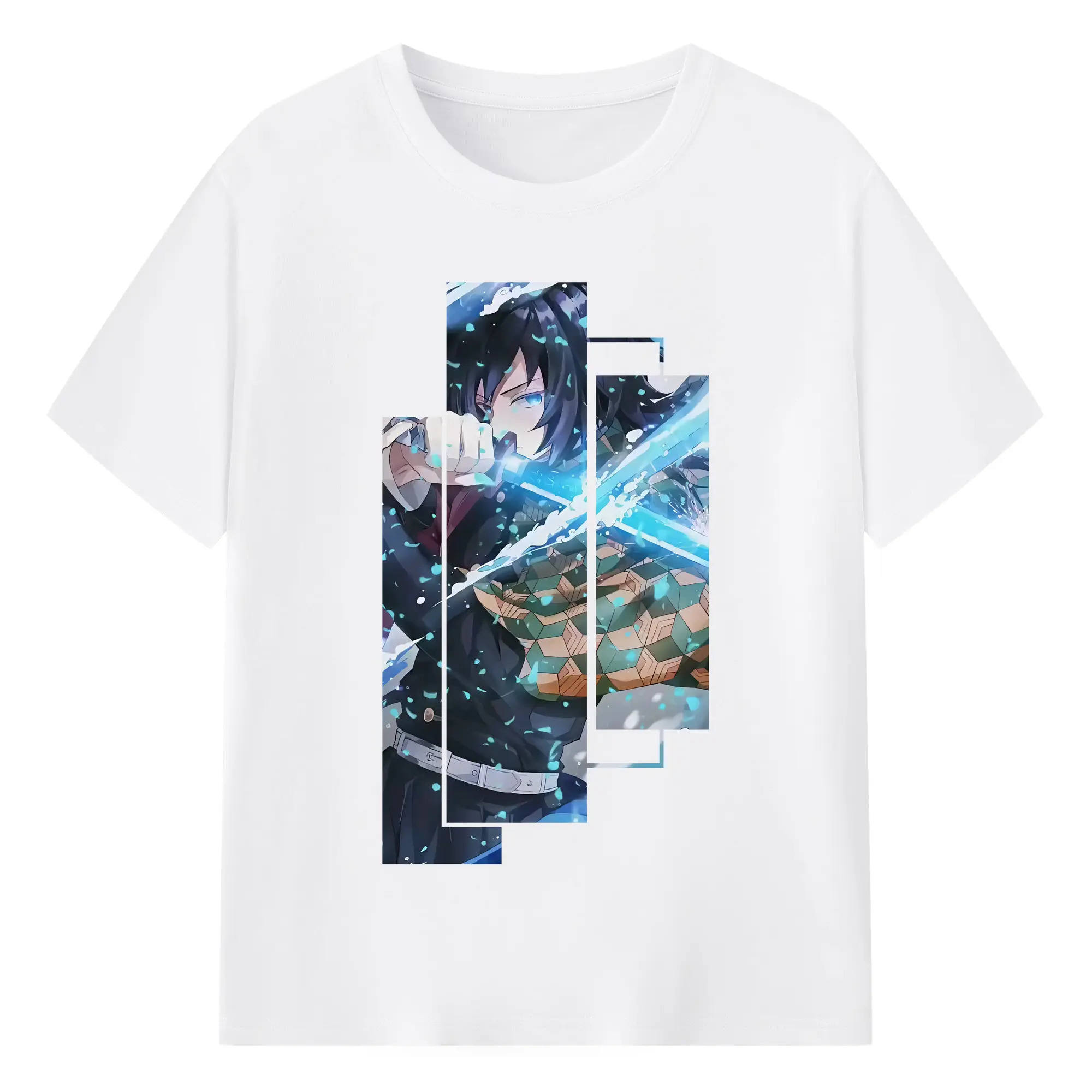 鬼滅の刃 グッズ,冨岡 義勇 - 綿100％ 半袖Tシャツ ・ フロントプリント ・ 快適 通気性 ・ 日常使い 散歩 スポーツ用