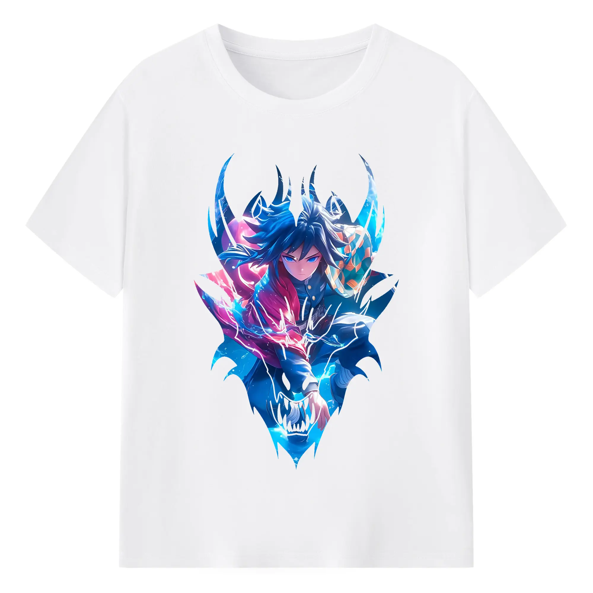 鬼滅の刃 グッズ,冨岡 義勇 - 綿100％ 半袖Tシャツ ・ フロントプリント ・ 快適 通気性 ・ 日常使い 散歩 スポーツ用