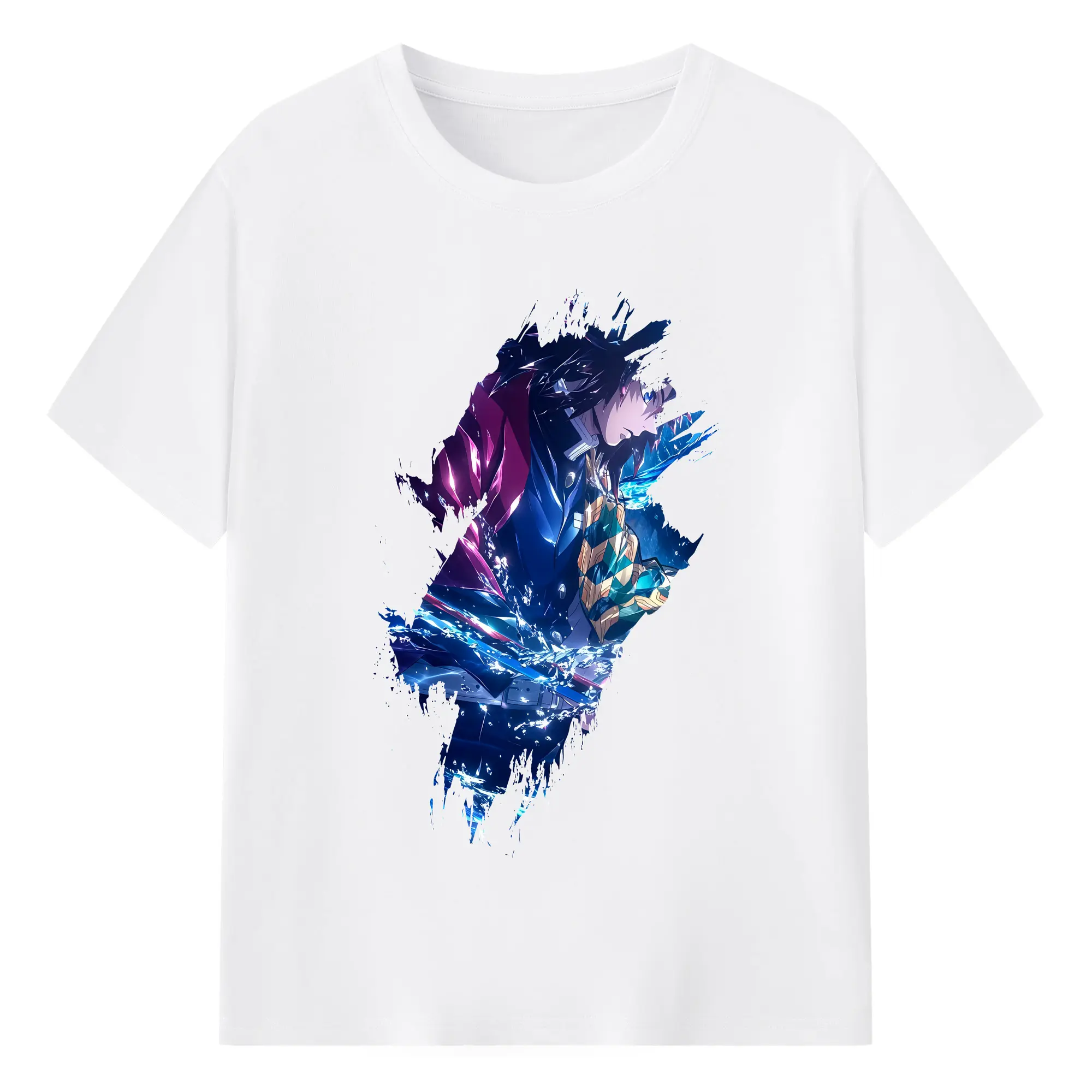 鬼滅の刃 グッズ,冨岡 義勇 - 綿100％ 半袖Tシャツ ・ フロントプリント ・ 快適 通気性 ・ 日常使い 散歩 スポーツ用