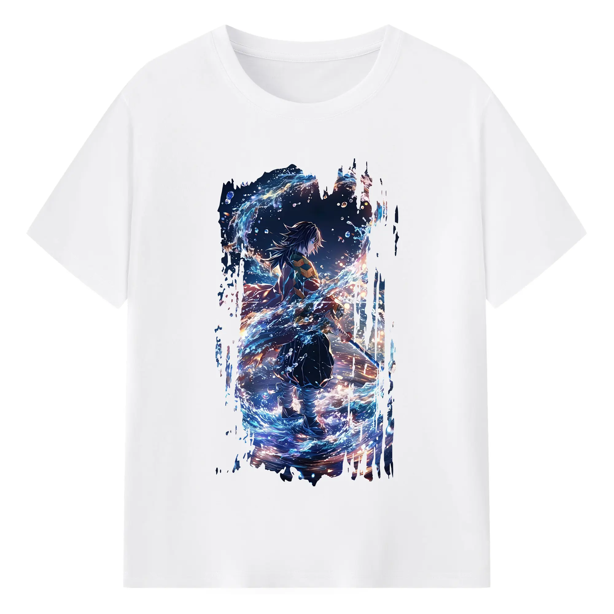 鬼滅の刃 グッズ,冨岡 義勇 - 綿100％ 半袖Tシャツ ・ フロントプリント ・ 快適 通気性 ・ 日常使い 散歩 スポーツ用