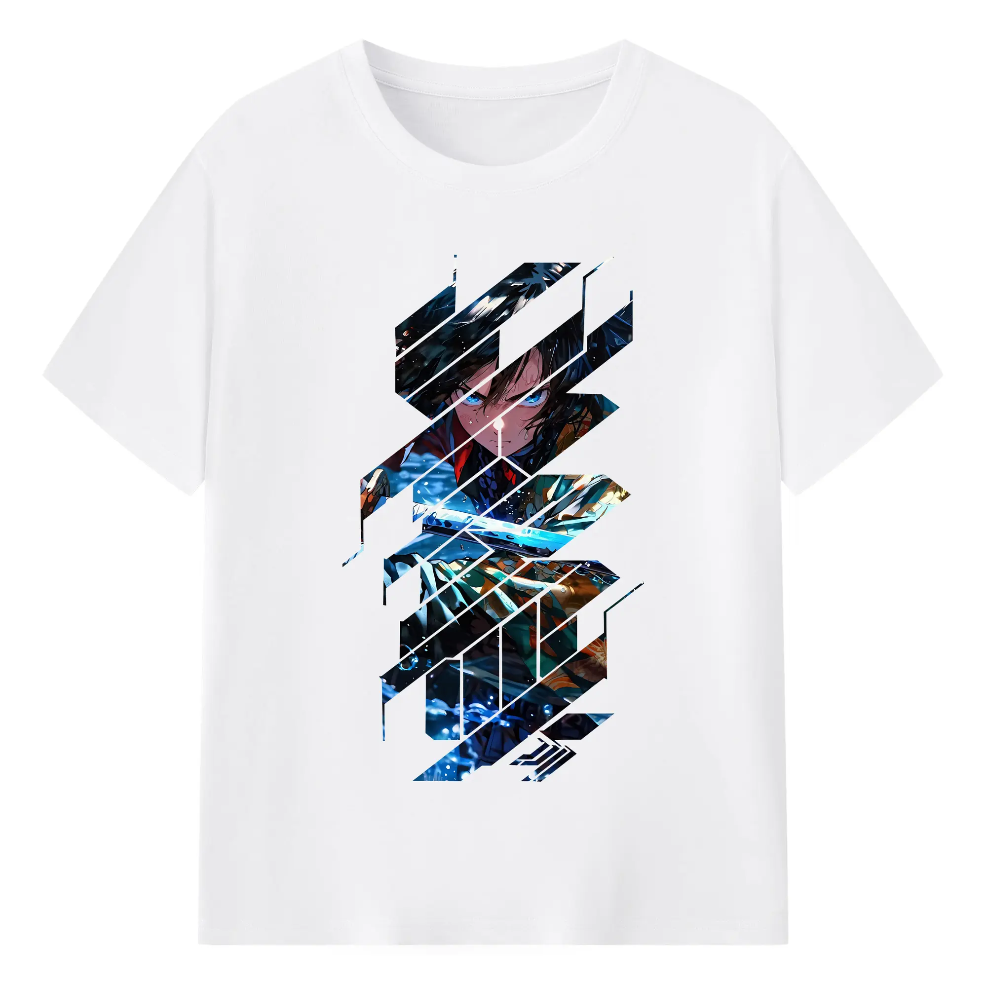 鬼滅の刃 グッズ,冨岡 義勇 - 綿100％ 半袖Tシャツ ・ フロントプリント ・ 快適 通気性 ・ 日常使い 散歩 スポーツ用