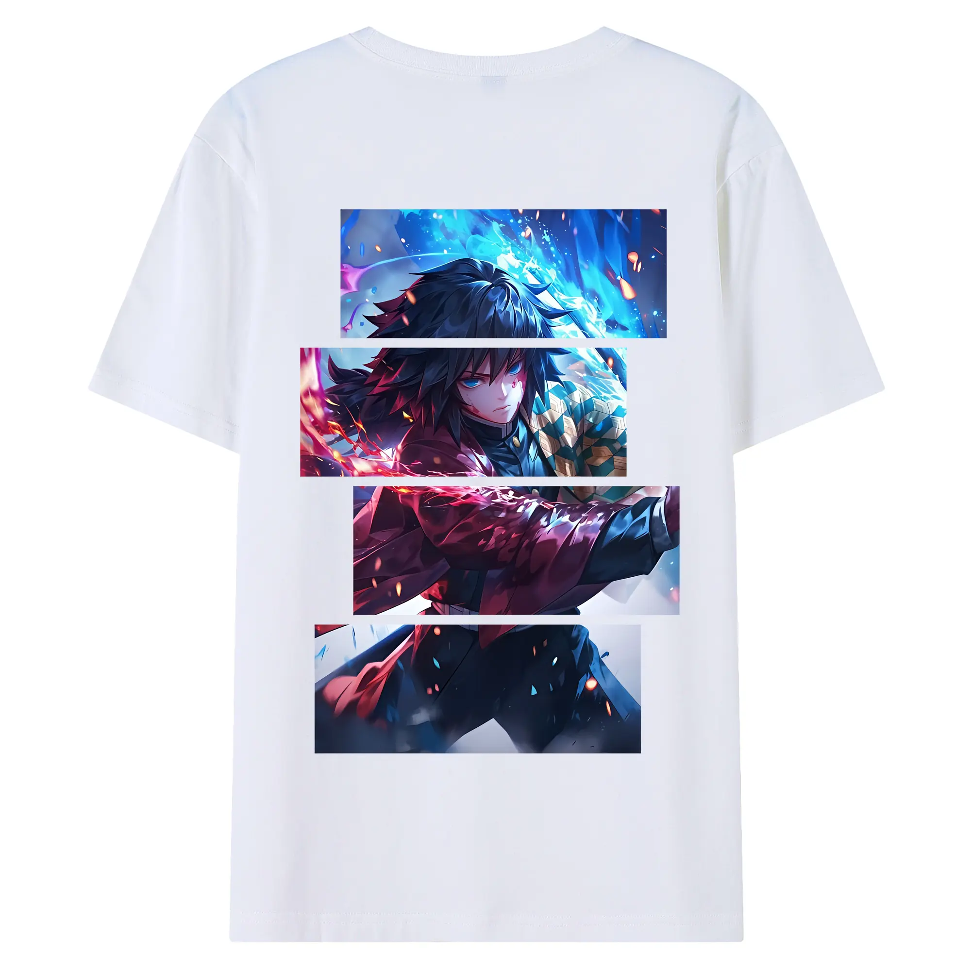 鬼滅の刃 グッズ,冨岡 義勇 - 綿100％ 半袖Tシャツ ・ バックプリント ・ 快適 通気性 ・ 日常使い 散歩 スポーツ用