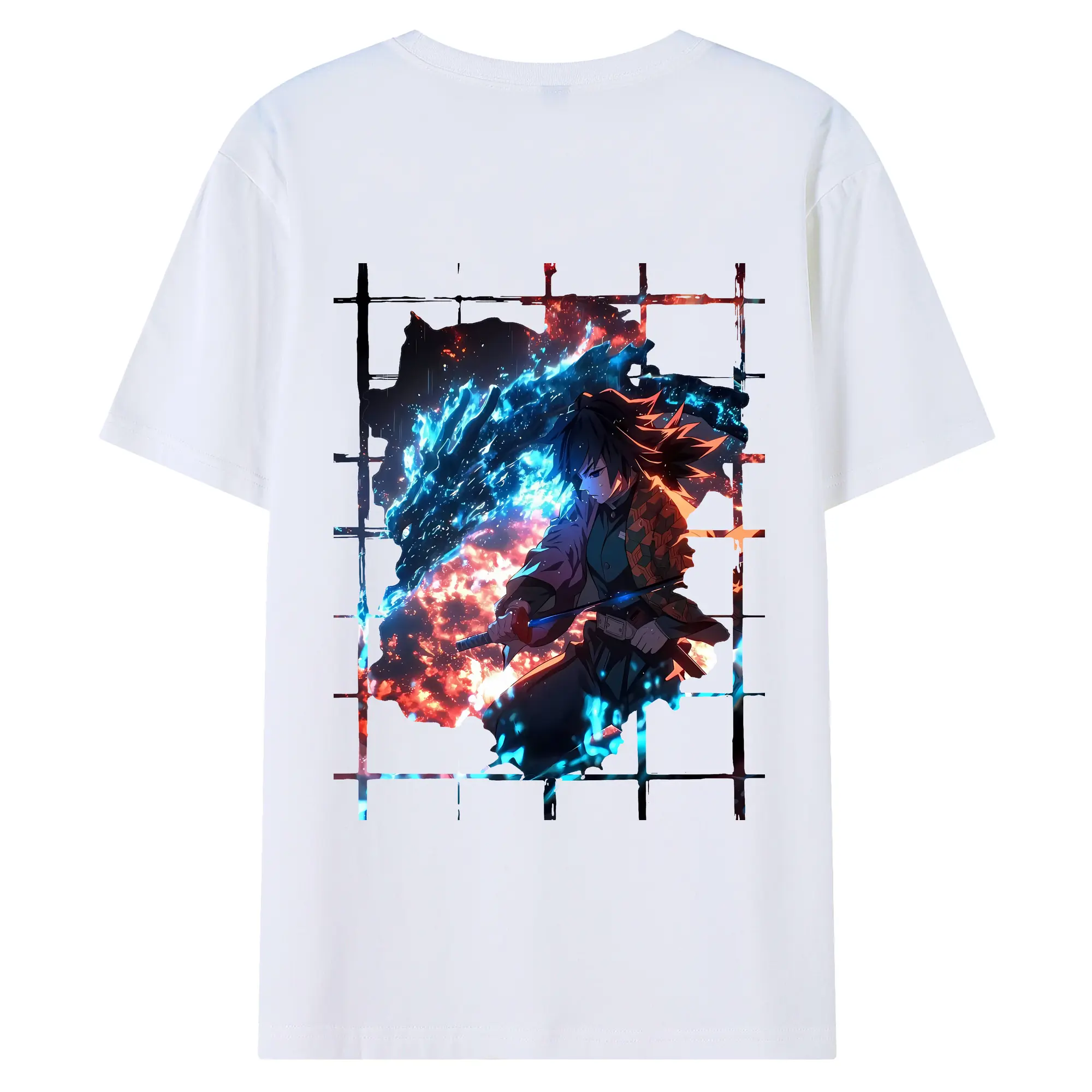 鬼滅の刃 グッズ,冨岡 義勇 - 綿100％ 半袖Tシャツ ・ バックプリント ・ 快適 通気性 ・ 日常使い 散歩 スポーツ用