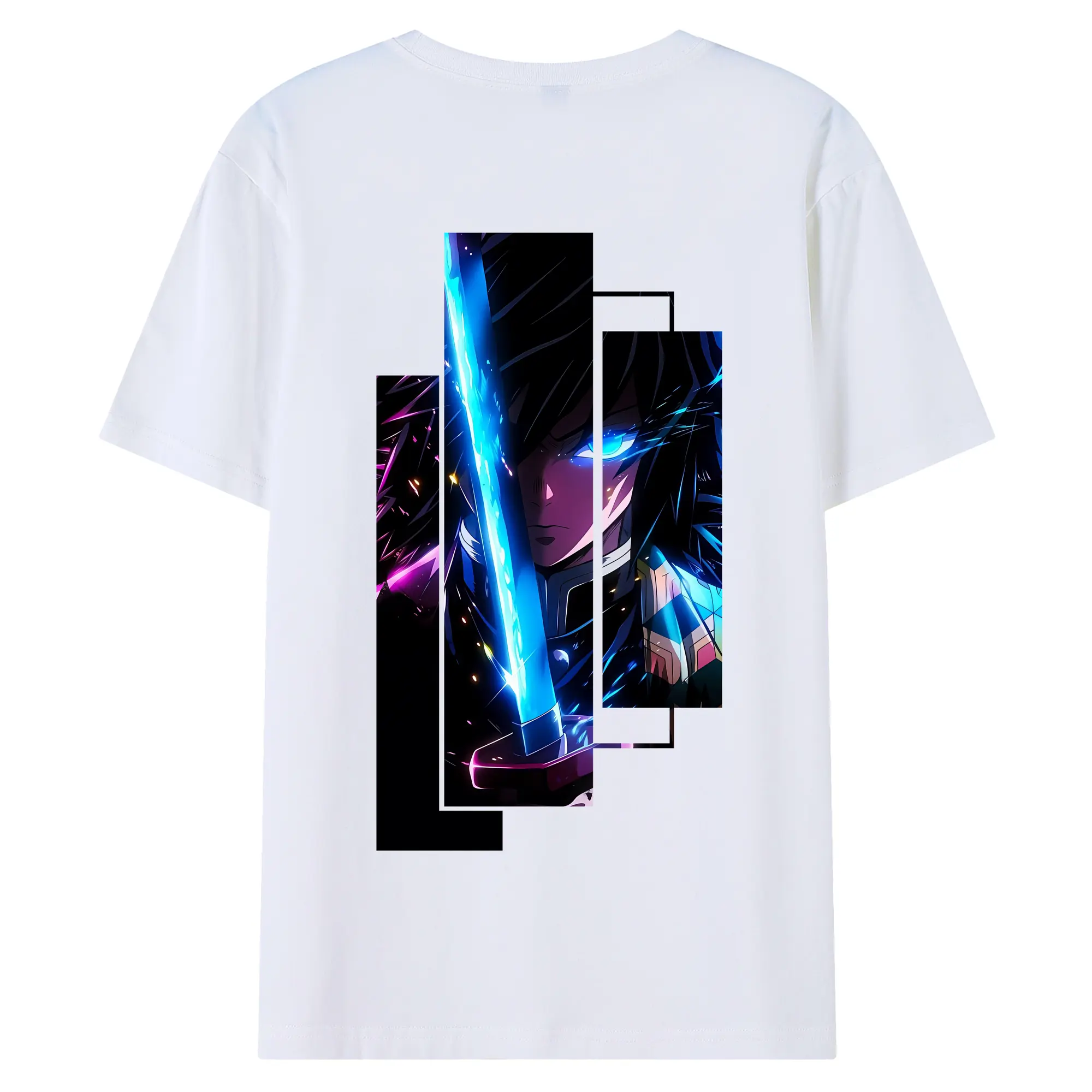 鬼滅の刃 グッズ,冨岡 義勇 - 綿100％ 半袖Tシャツ ・ バックプリント ・ 快適 通気性 ・ 日常使い 散歩 スポーツ用