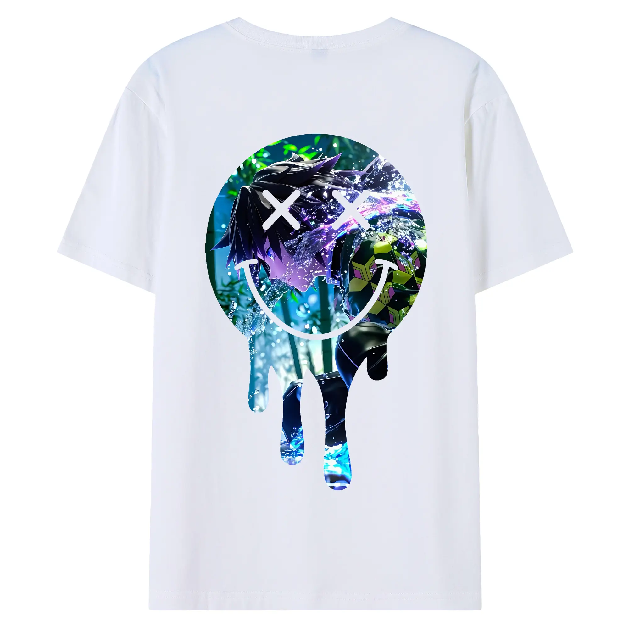 鬼滅の刃 グッズ,冨岡 義勇 - 綿100％ 半袖Tシャツ ・ バックプリント ・ 快適 通気性 ・ 日常使い 散歩 スポーツ用