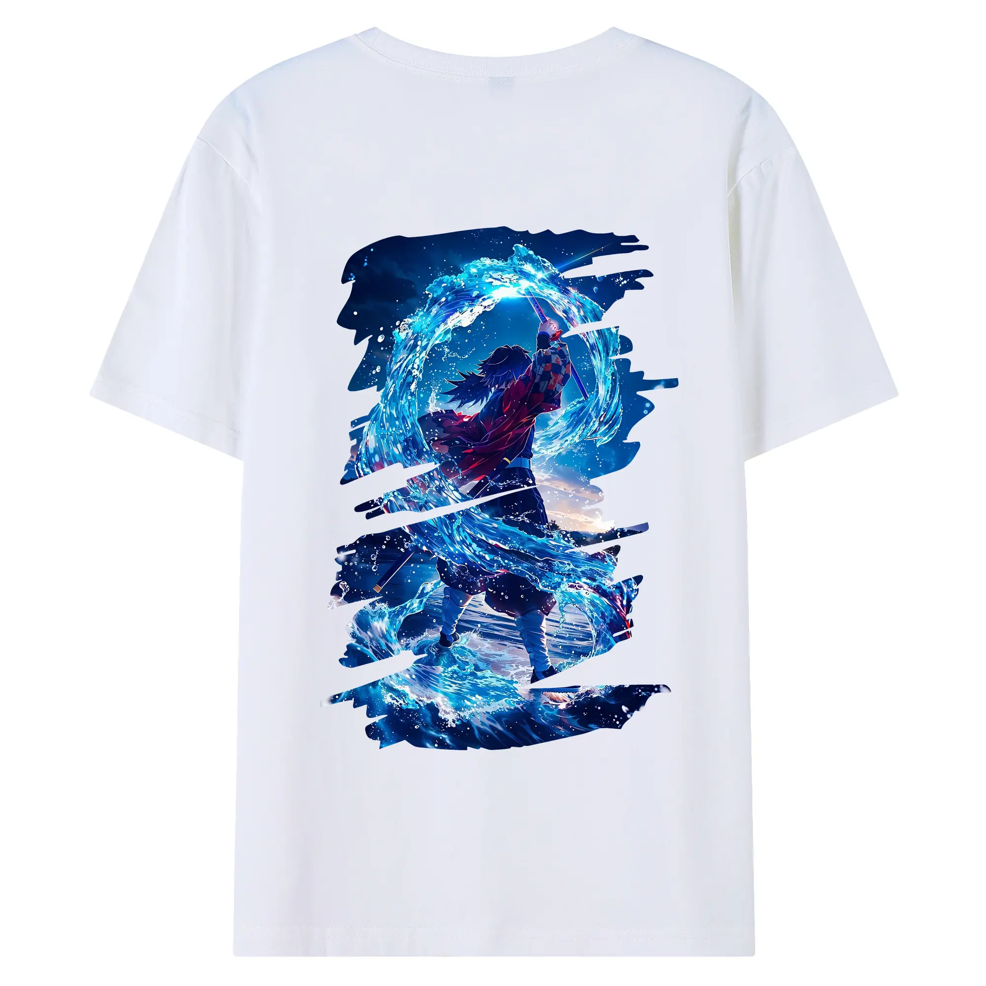 鬼滅の刃 グッズ,冨岡 義勇 - 綿100％ 半袖Tシャツ ・ バックプリント ・ 快適 通気性 ・ 日常使い 散歩 スポーツ用