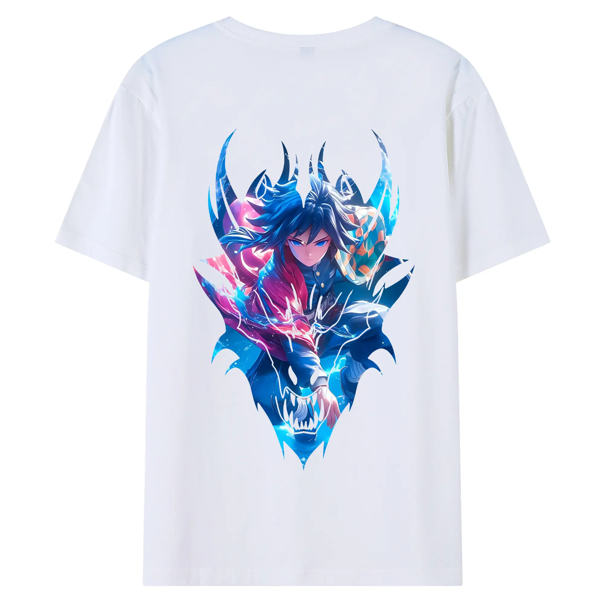 鬼滅の刃 グッズ,冨岡 義勇 - 綿100％ 半袖Tシャツ ・ バックプリント ・ 快適 通気性 ・ 日常使い 散歩 スポーツ用