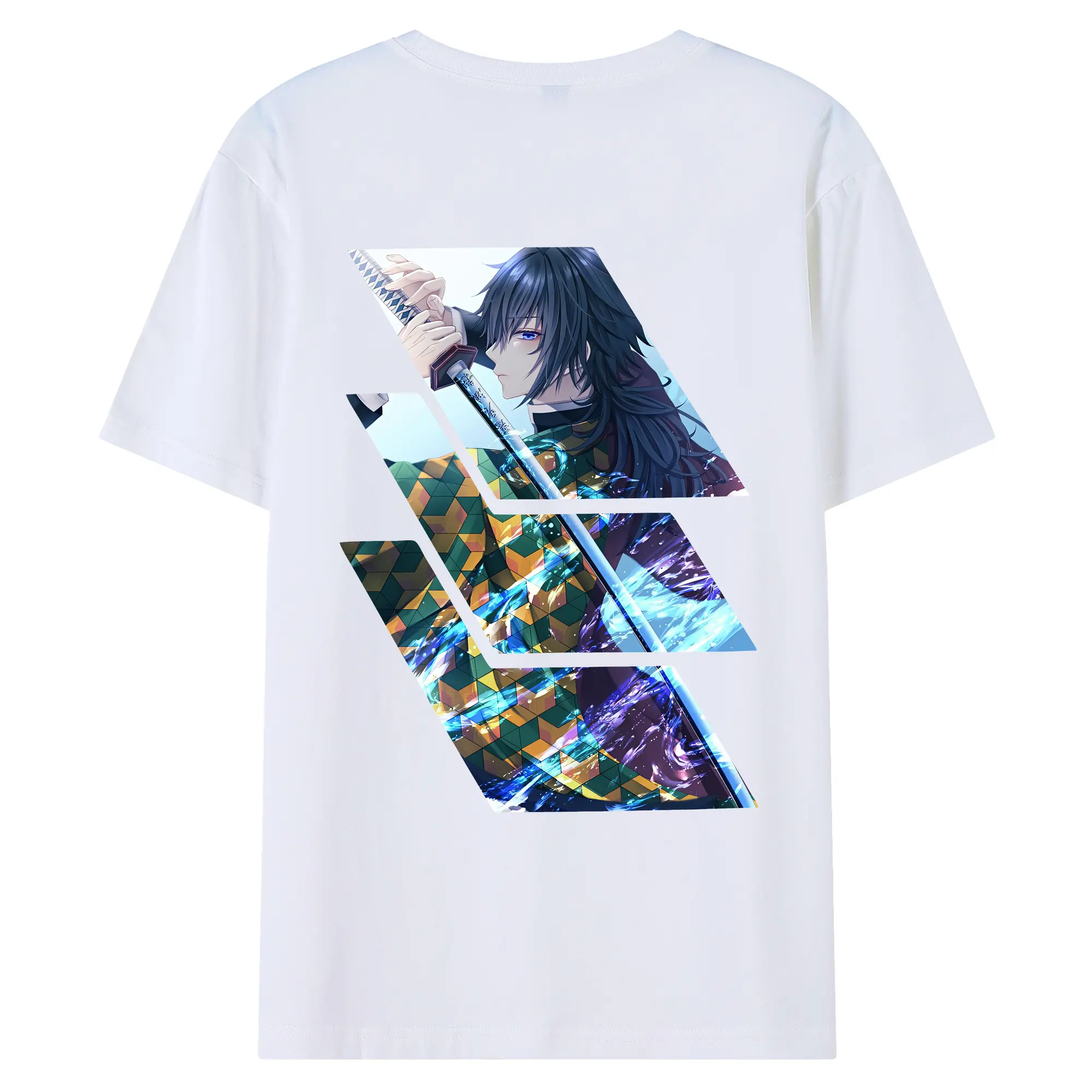 鬼滅の刃 グッズ,冨岡 義勇 - 綿100％ 半袖Tシャツ ・ バックプリント ・ 快適 通気性 ・ 日常使い 散歩 スポーツ用