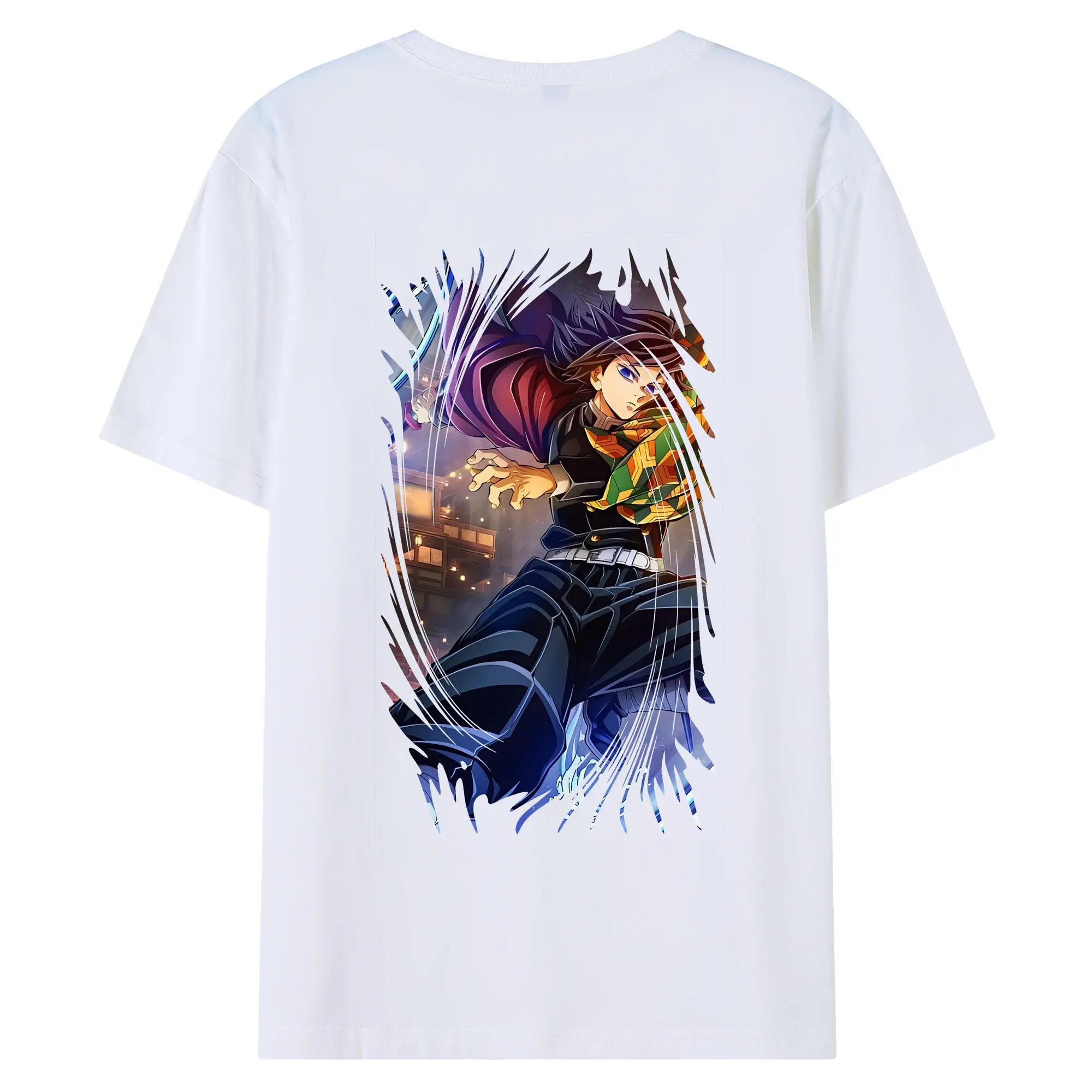 鬼滅の刃 グッズ,冨岡 義勇 - 綿100％ 半袖Tシャツ ・ バックプリント ・ 快適 通気性 ・ 日常使い 散歩 スポーツ用