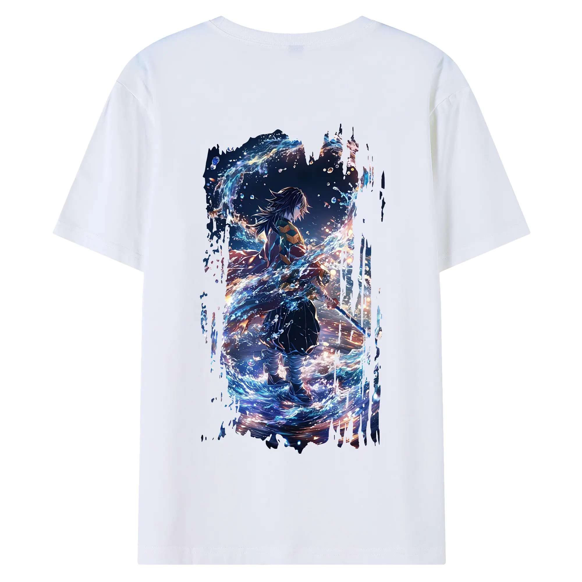 鬼滅の刃 グッズ,冨岡 義勇 - 綿100％ 半袖Tシャツ ・ バックプリント ・ 快適 通気性 ・ 日常使い 散歩 スポーツ用