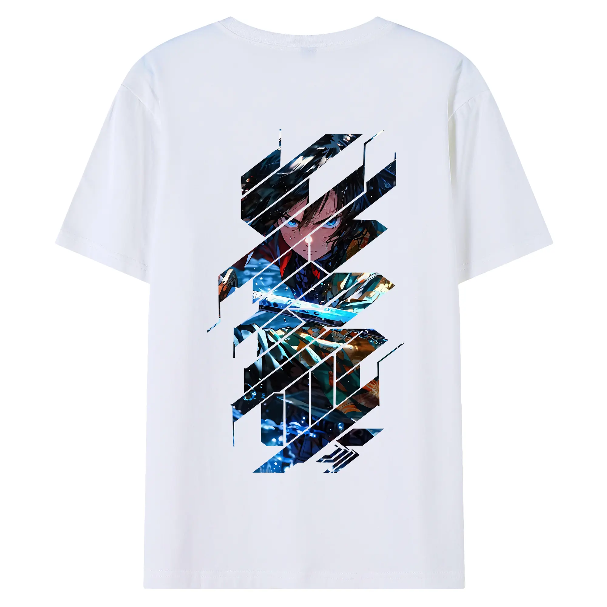 鬼滅の刃 グッズ,冨岡 義勇 - 綿100％ 半袖Tシャツ ・ バックプリント ・ 快適 通気性 ・ 日常使い 散歩 スポーツ用