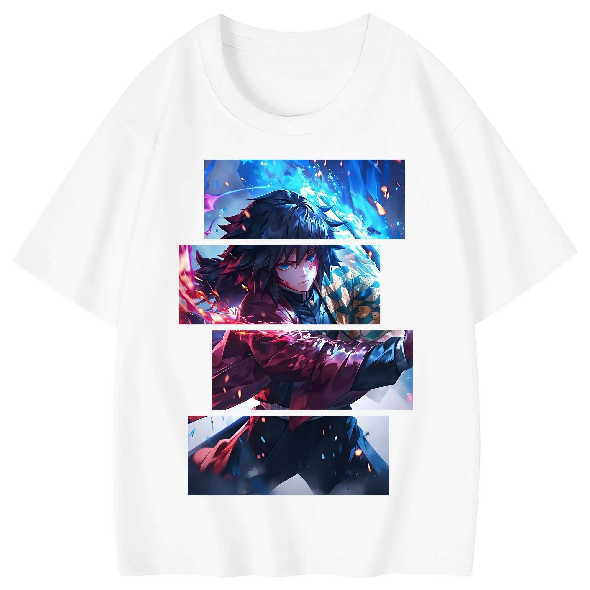 鬼滅の刃 グッズ,冨岡 義勇 - 綿100％ キッズTシャツ ・ フロントプリント ・ 快適 通気性 ・ スポーツ カジュアル 散歩用