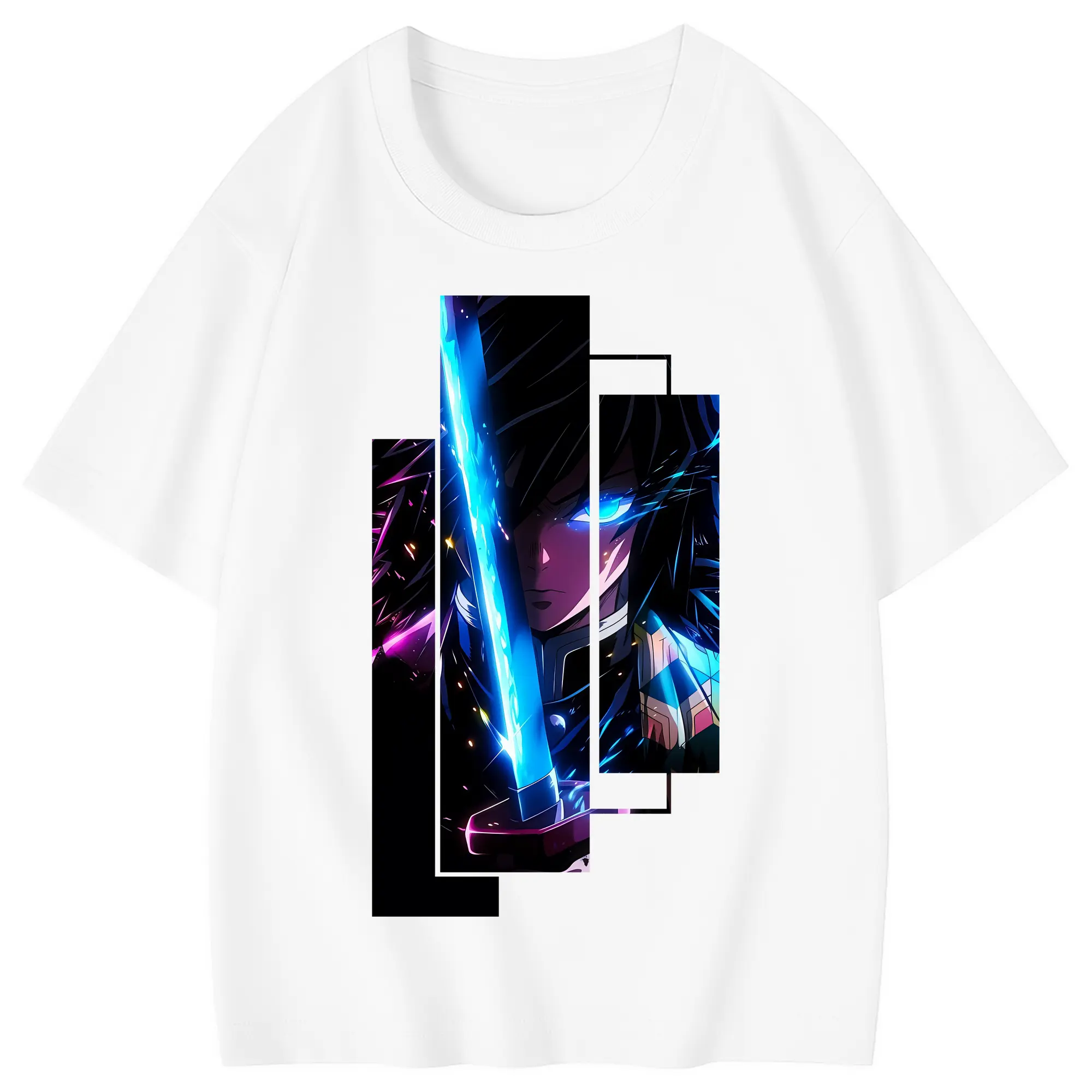 鬼滅の刃 グッズ,冨岡 義勇 - 綿100％ キッズTシャツ ・ フロントプリント ・ 快適 通気性 ・ スポーツ カジュアル 散歩用