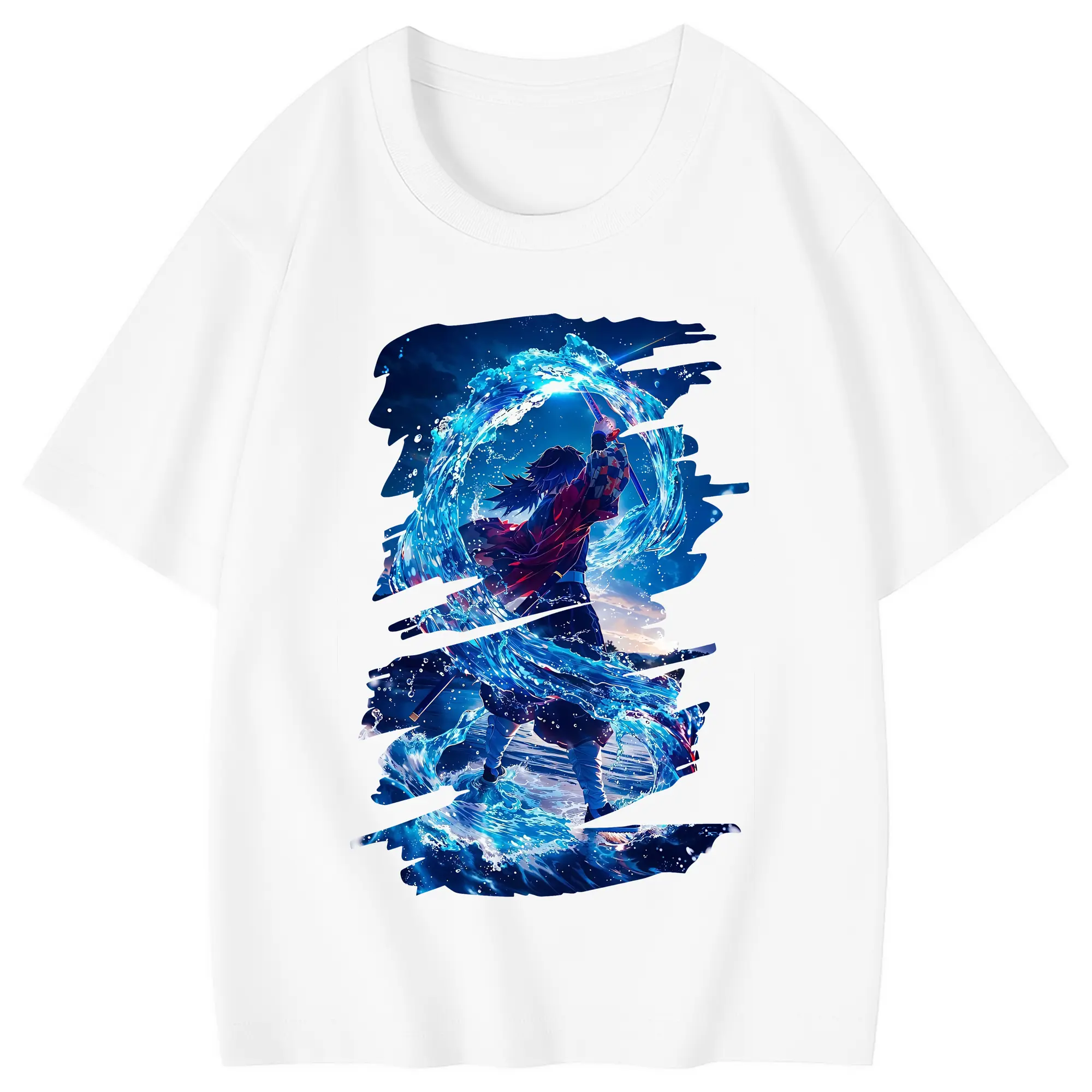 鬼滅の刃 グッズ,冨岡 義勇 - 綿100％ キッズTシャツ ・ フロントプリント ・ 快適 通気性 ・ スポーツ カジュアル 散歩用