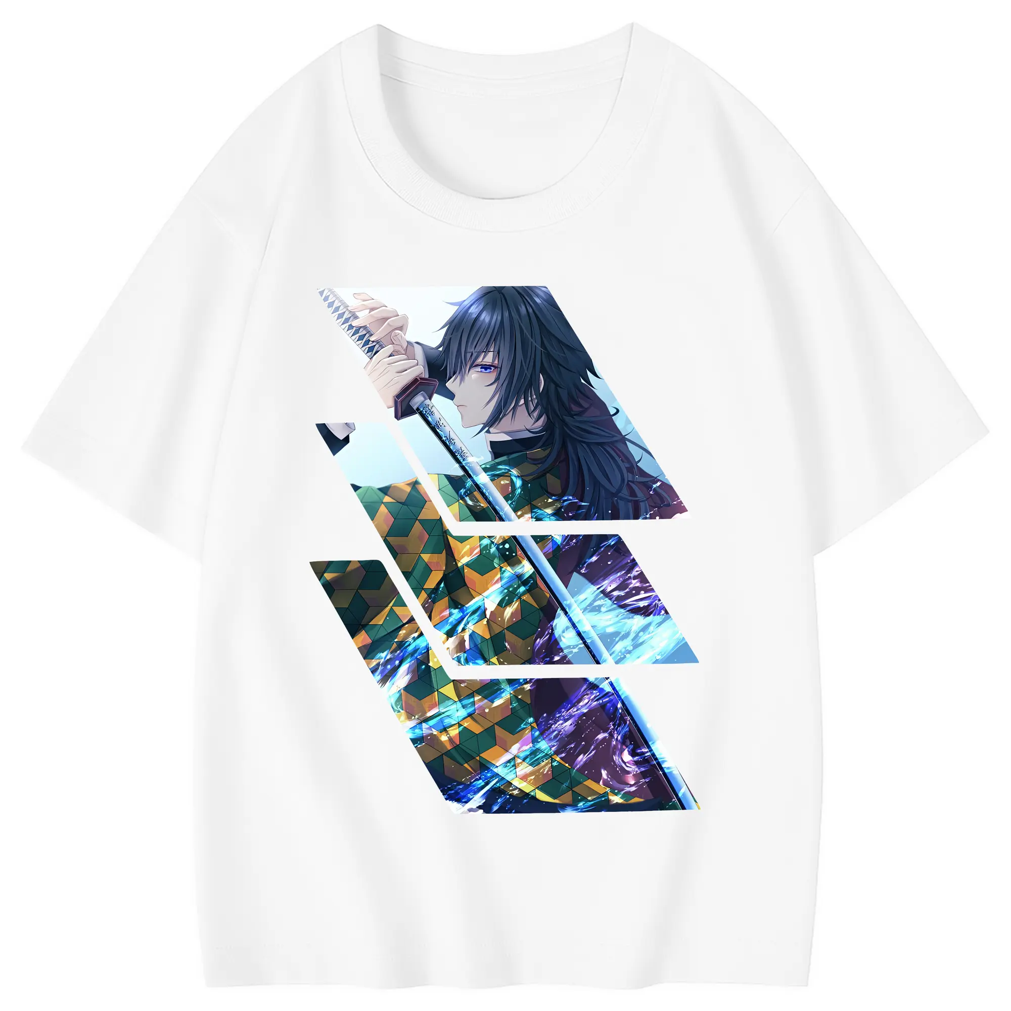 鬼滅の刃 グッズ,冨岡 義勇 - 綿100％ キッズTシャツ ・ フロントプリント ・ 快適 通気性 ・ スポーツ カジュアル 散歩用