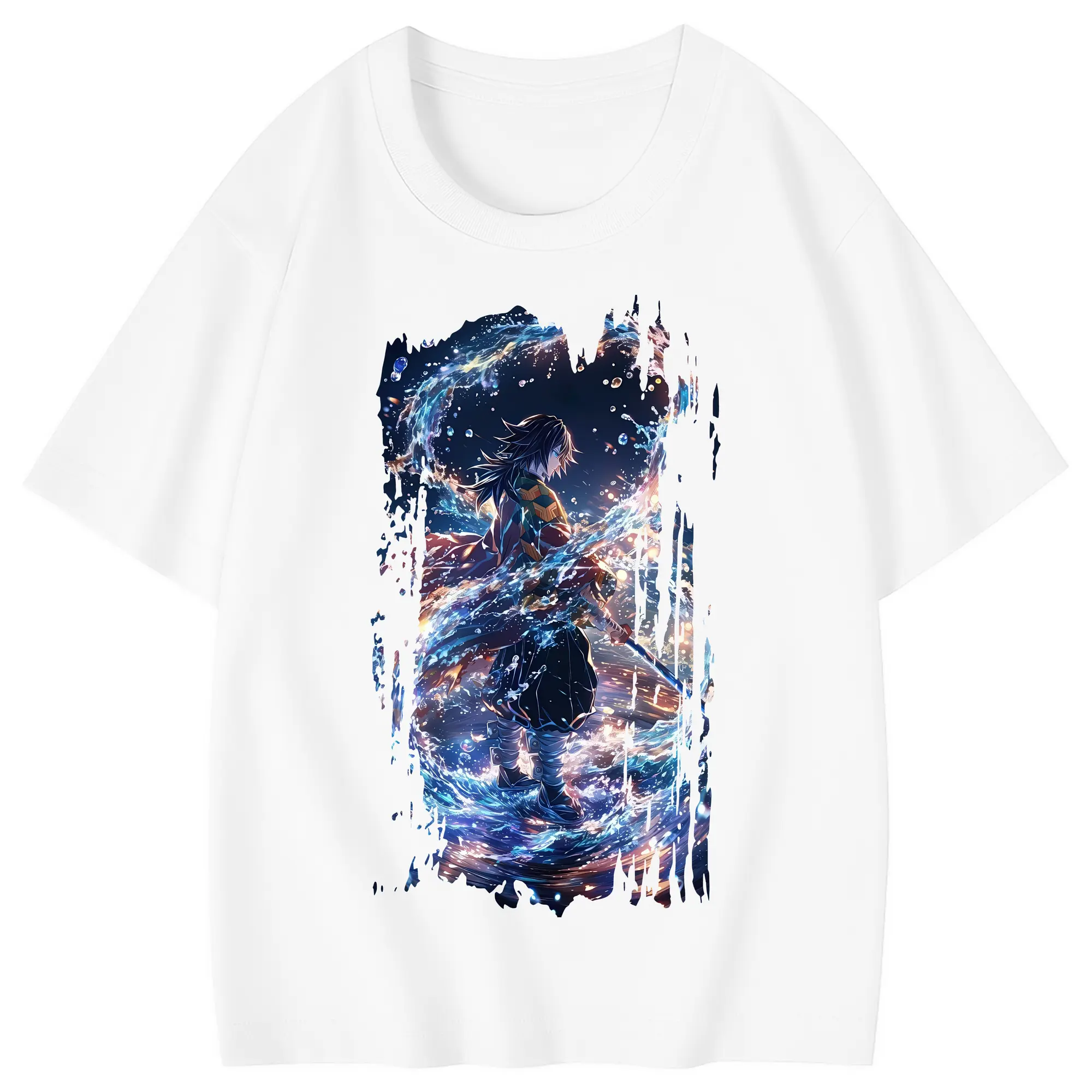 鬼滅の刃 グッズ,冨岡 義勇 - 綿100％ キッズTシャツ ・ フロントプリント ・ 快適 通気性 ・ スポーツ カジュアル 散歩用